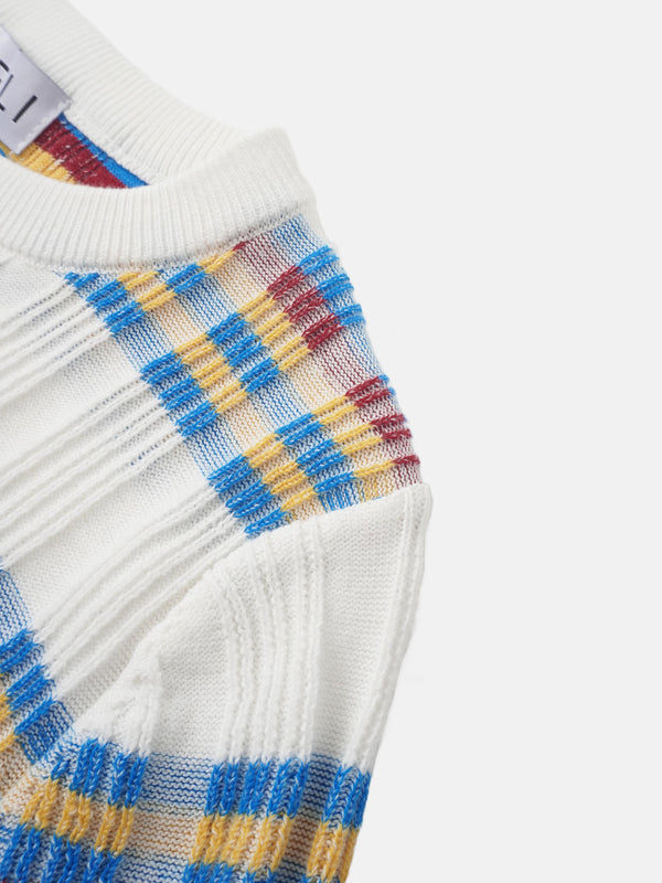 Mixed Ribbed Stripe Sweater - White