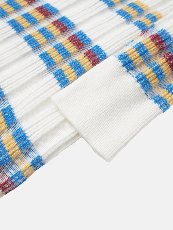 Mixed Ribbed Stripe Sweater - White