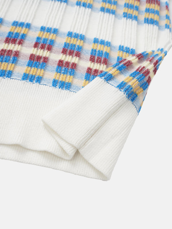 Mixed Ribbed Stripe Sweater - White