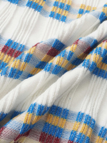 Mixed Ribbed Stripe Sweater - White