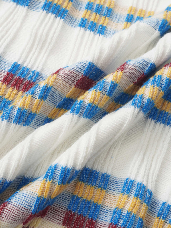 Mixed Ribbed Stripe Sweater - White