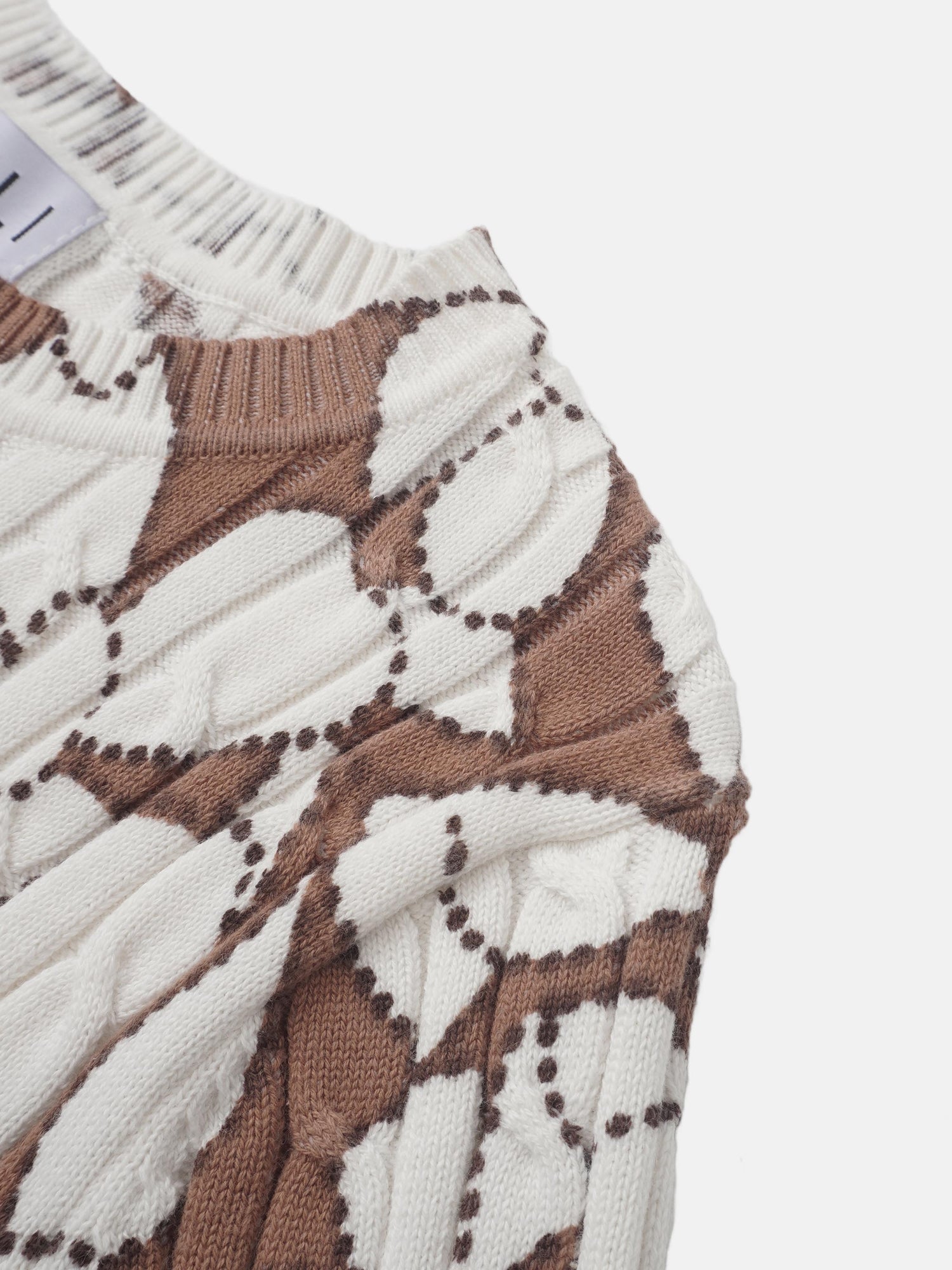 Floral Cable Printed Sweater - Brown Floral