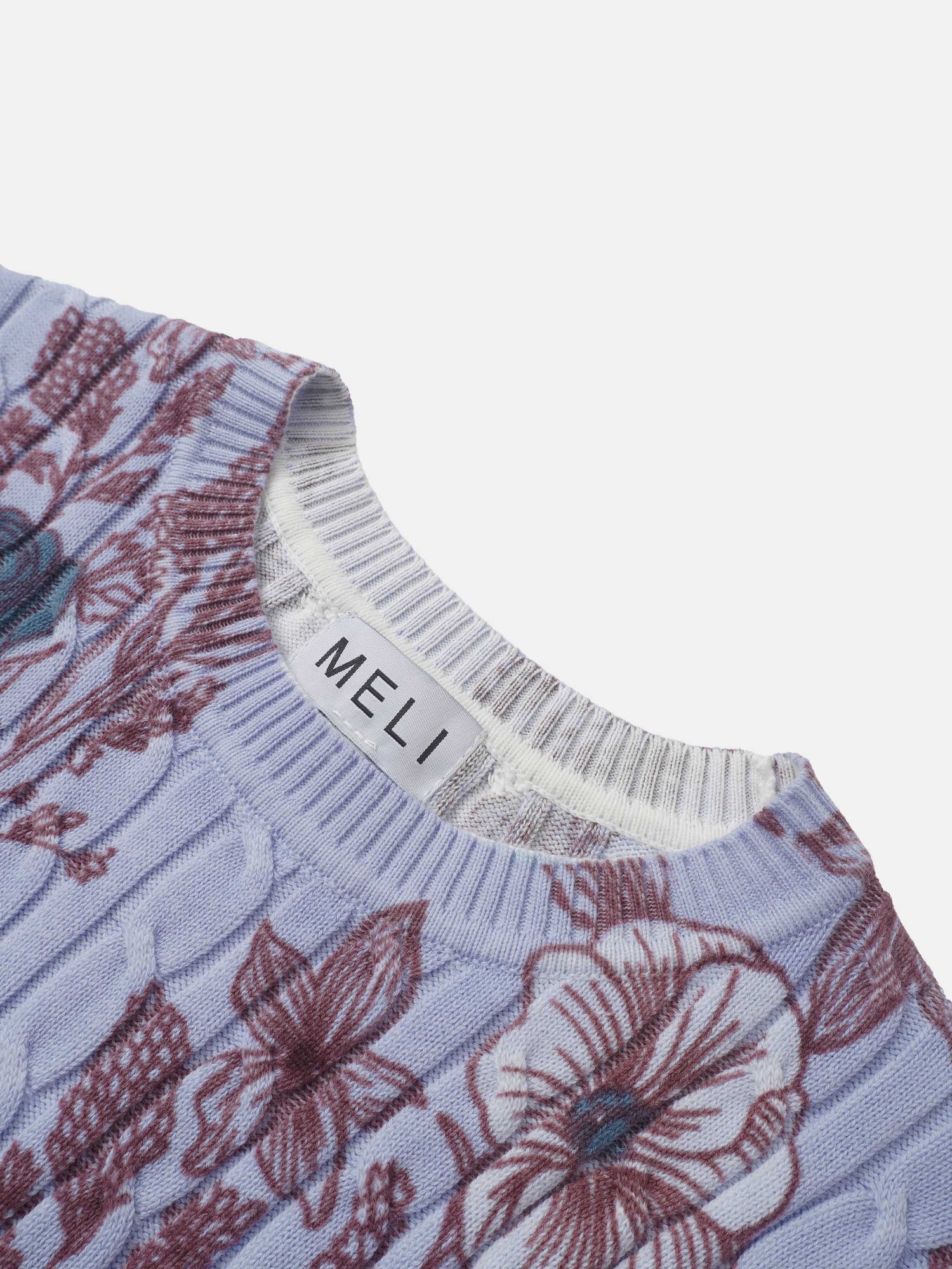 Floral Cable Printed Sweater - Lavender Floral