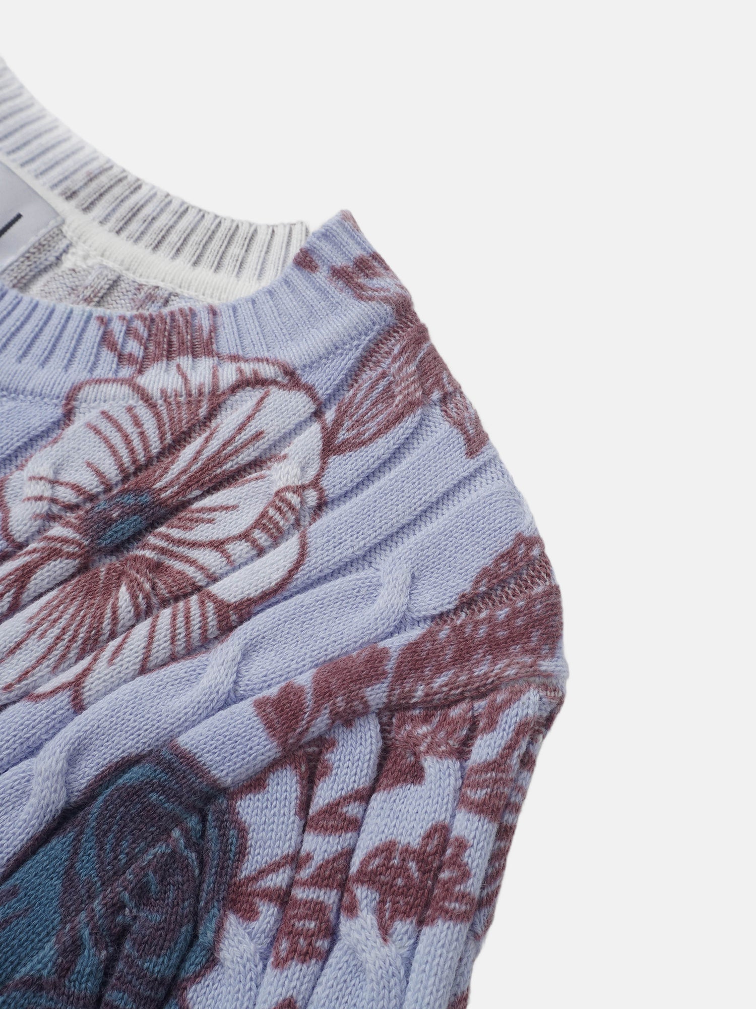 Floral Cable Printed Sweater - Lavender Floral
