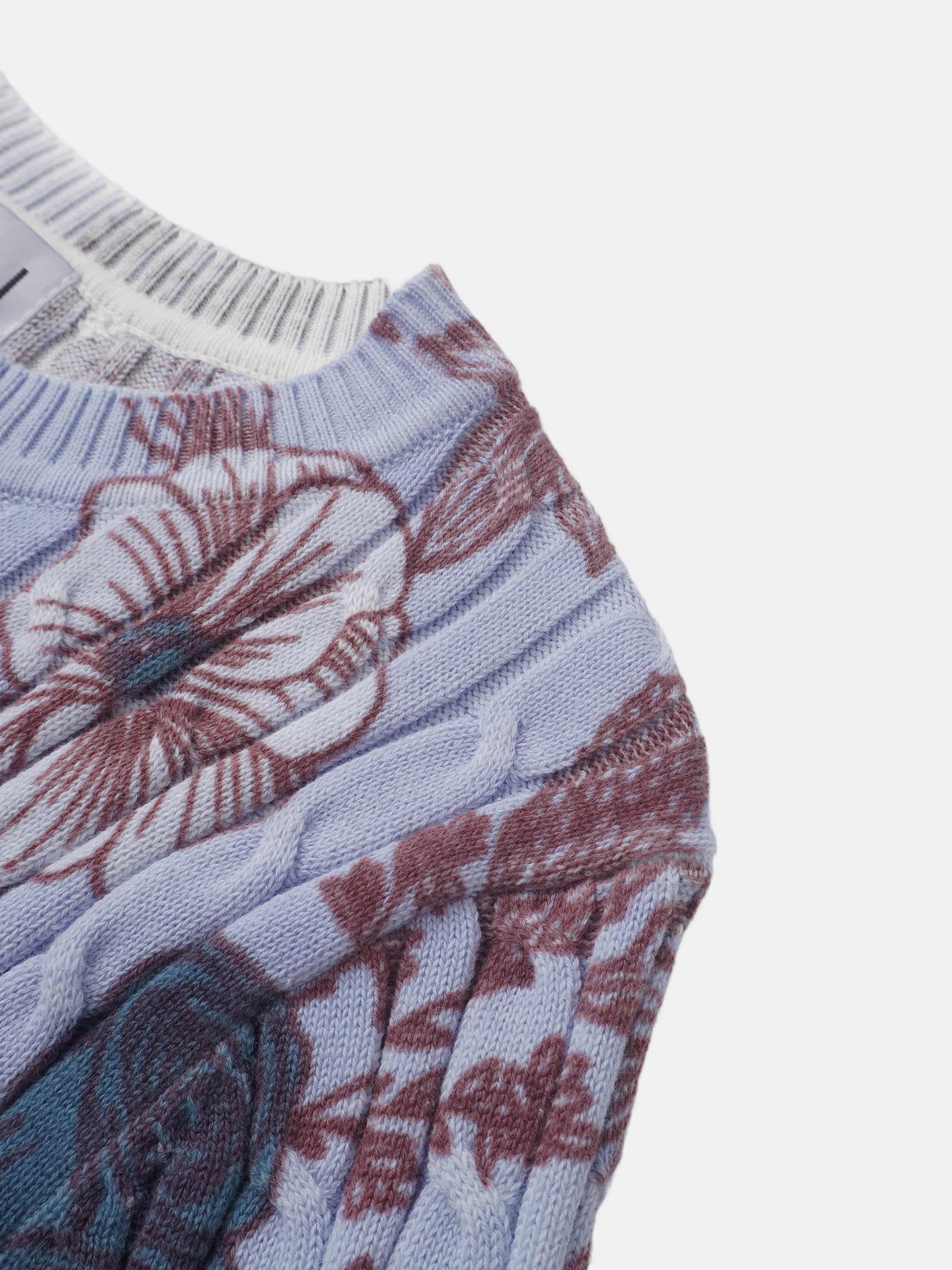 Floral Cable Printed Sweater - Lavender Floral