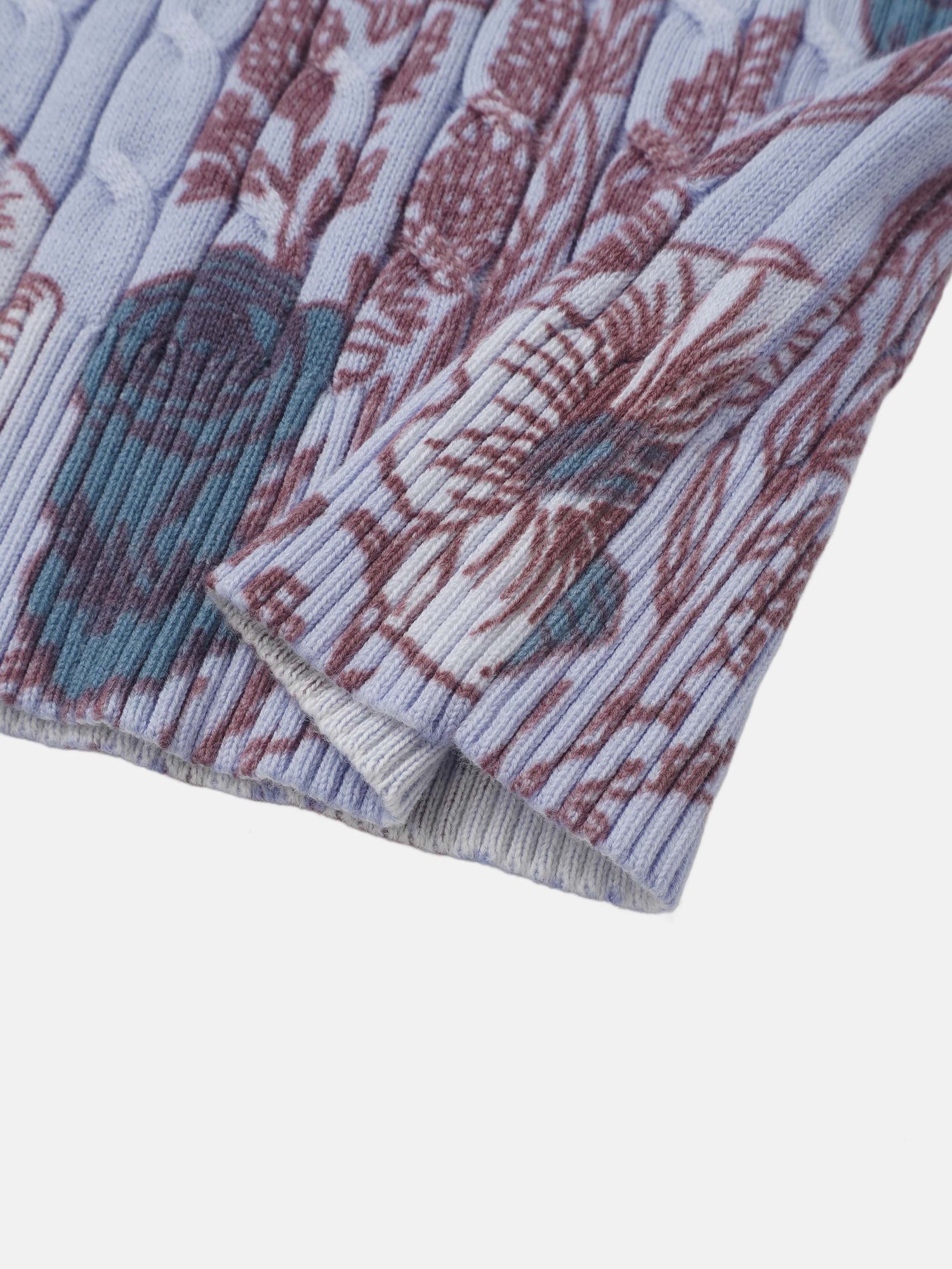 Floral Cable Printed Sweater - Lavender Floral