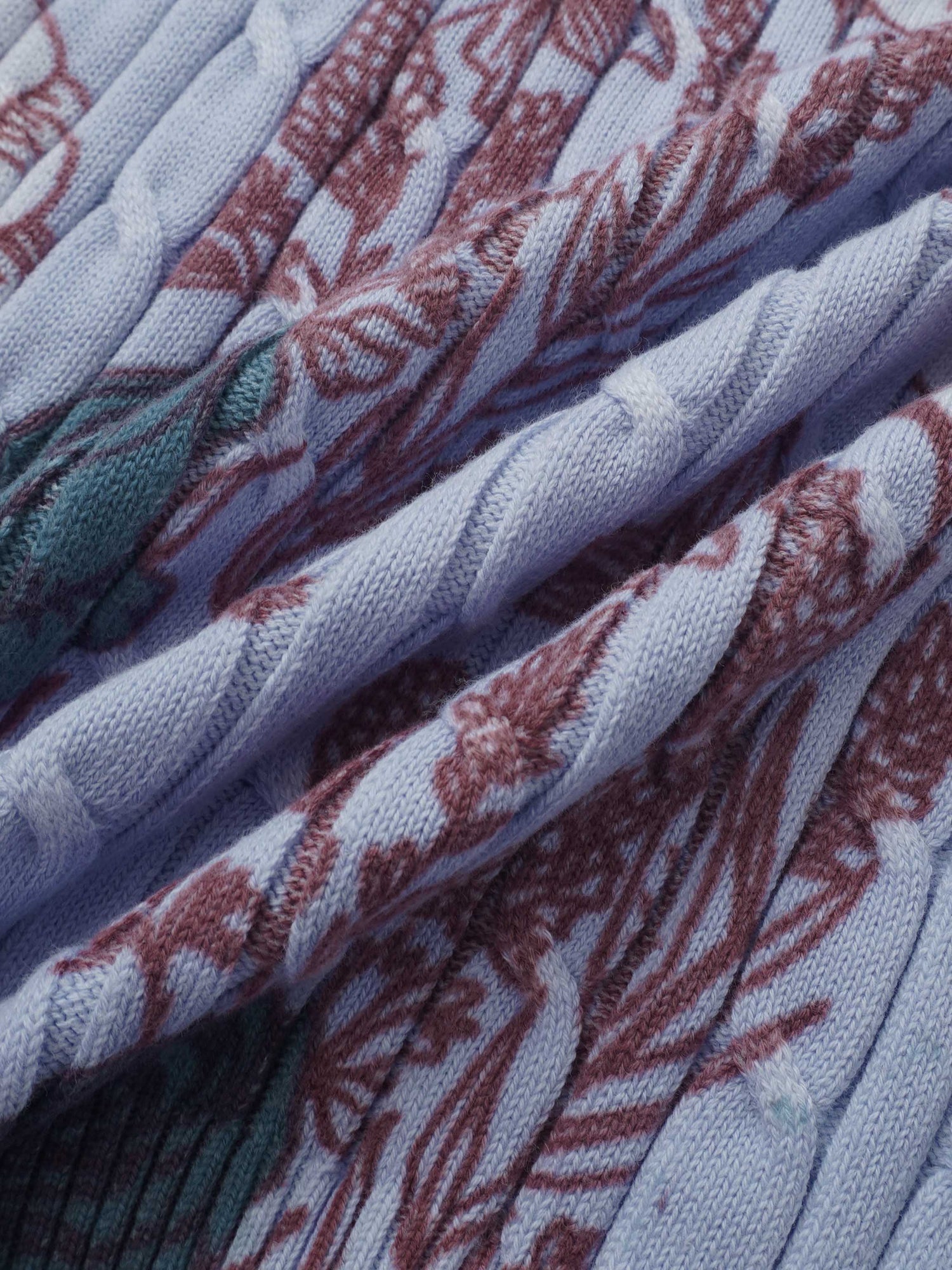 Floral Cable Printed Sweater - Lavender Floral