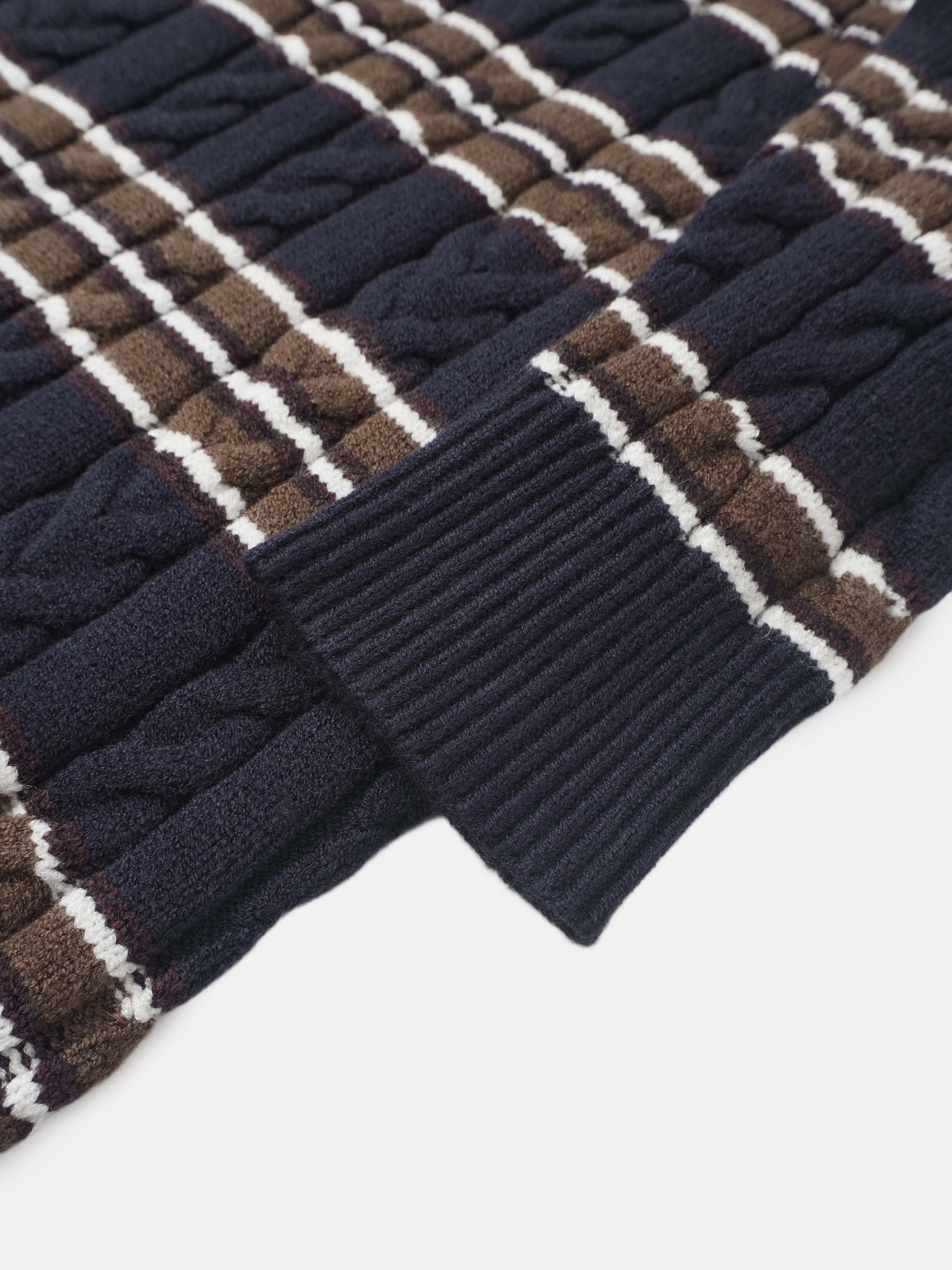 Cable Striped Sweater - Navy