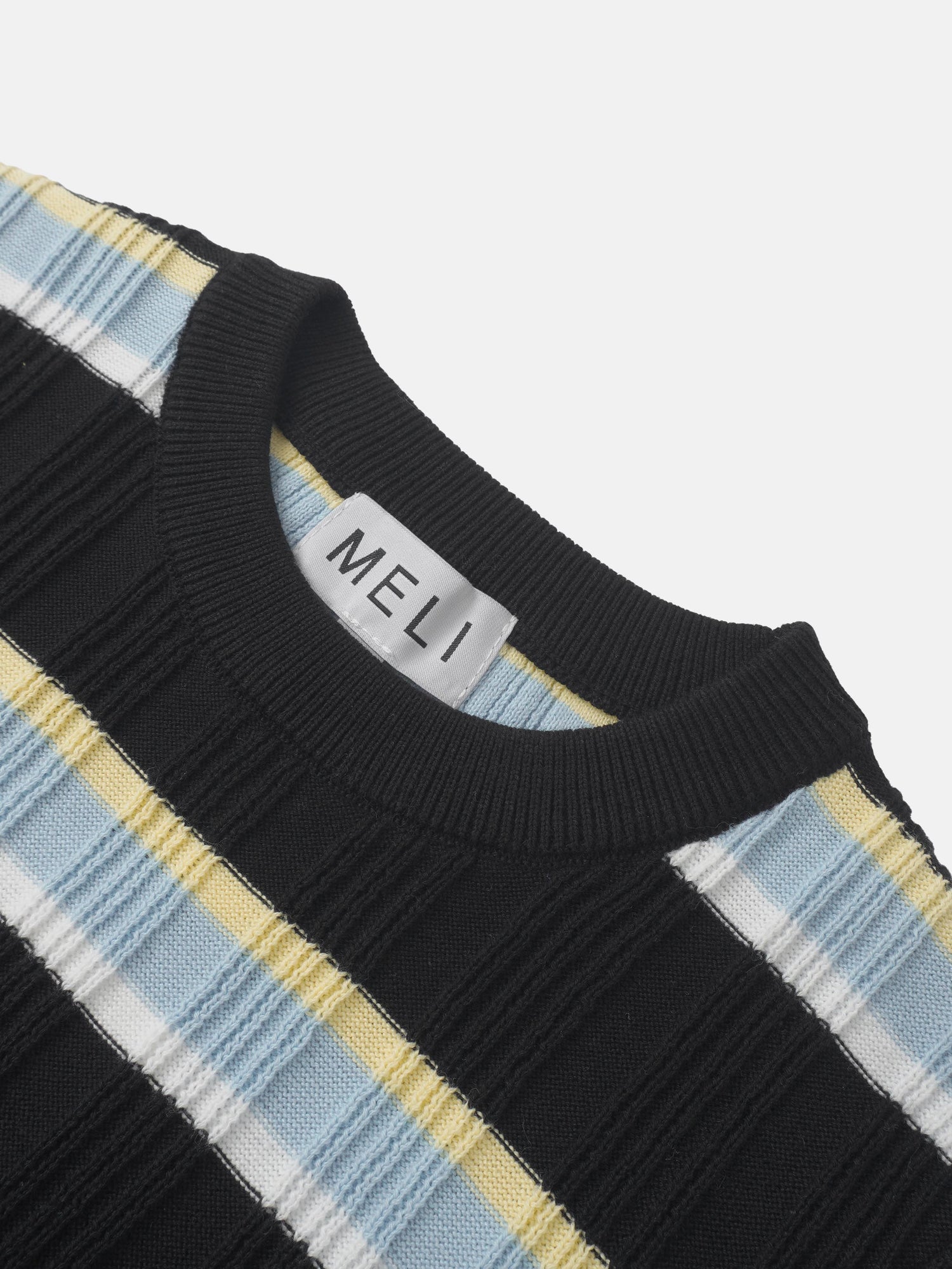 Mixed Ribbed Stripe Sweater - Black