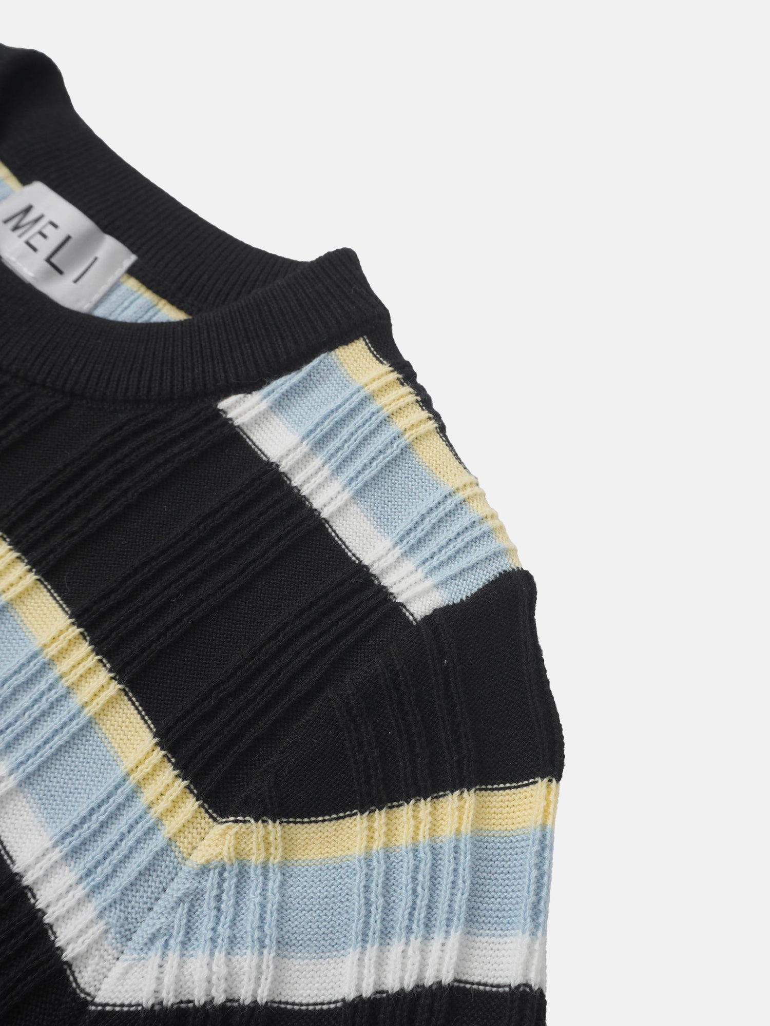 Mixed Ribbed Stripe Sweater - Black