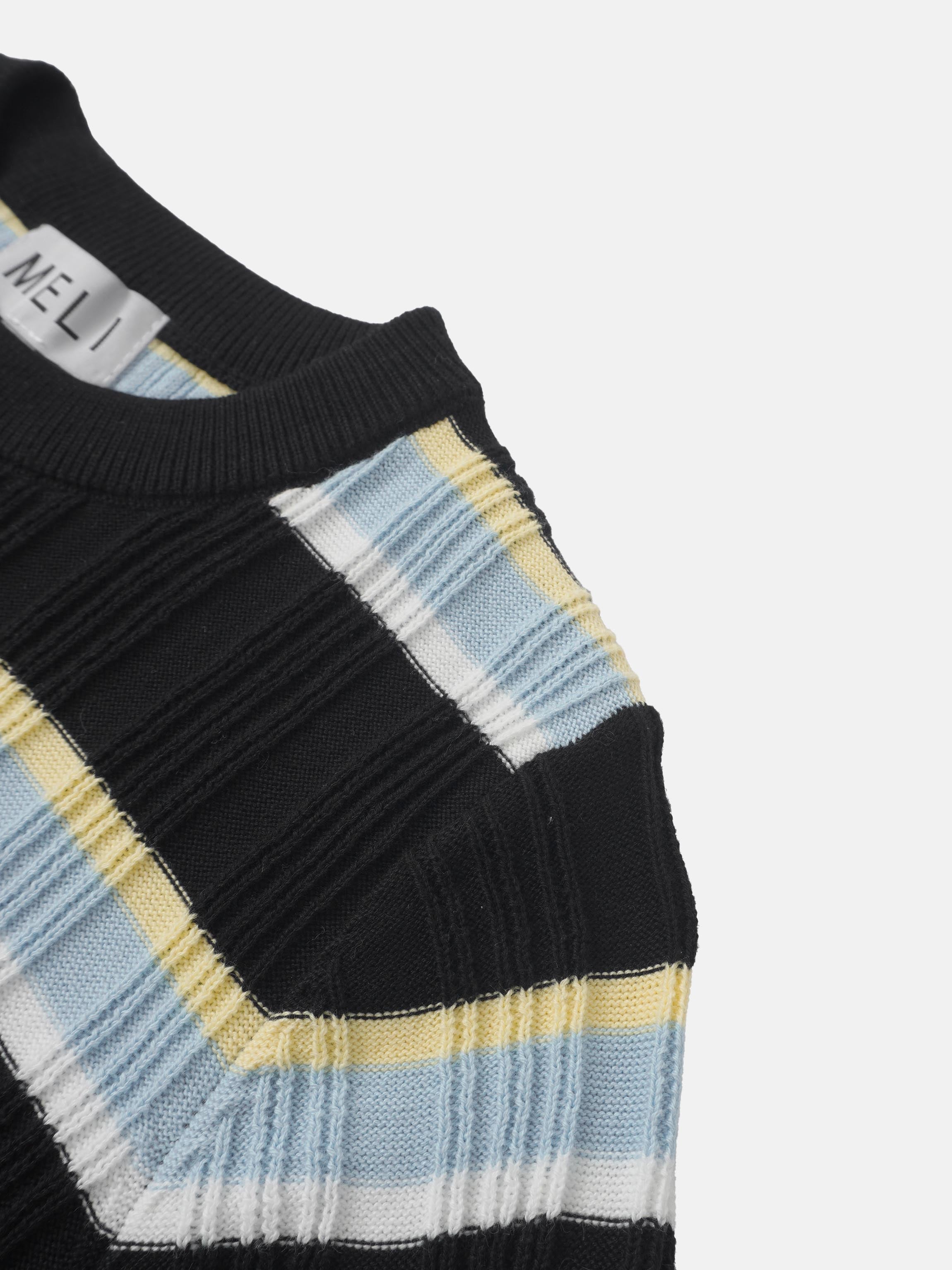 Mixed Ribbed Stripe Sweater - Black