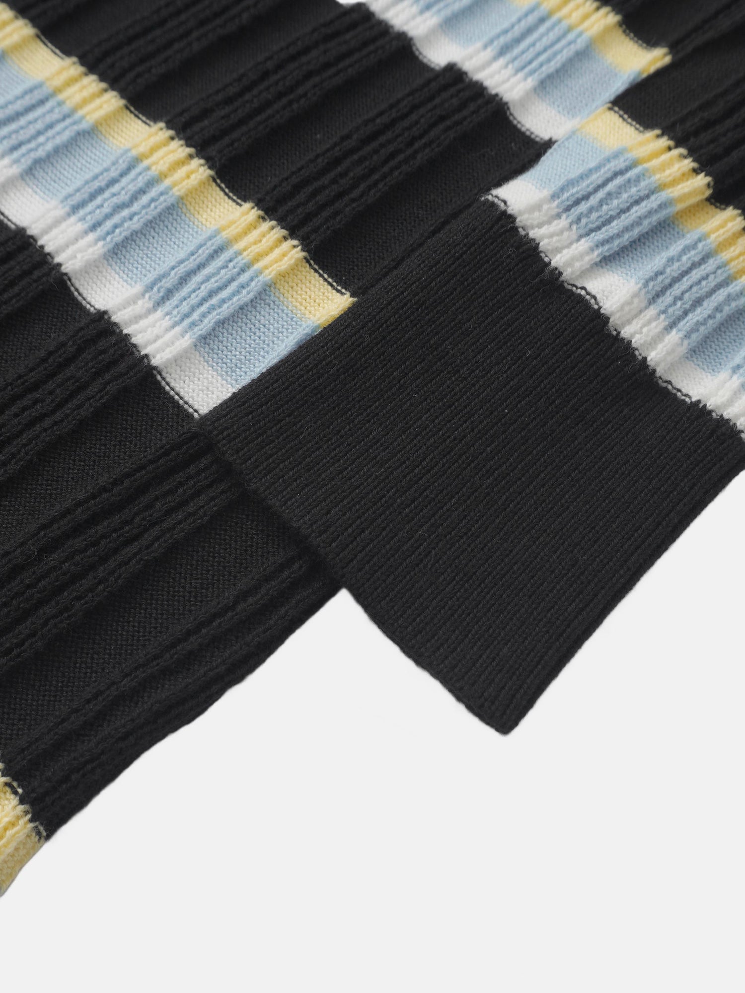 Mixed Ribbed Stripe Sweater - Black