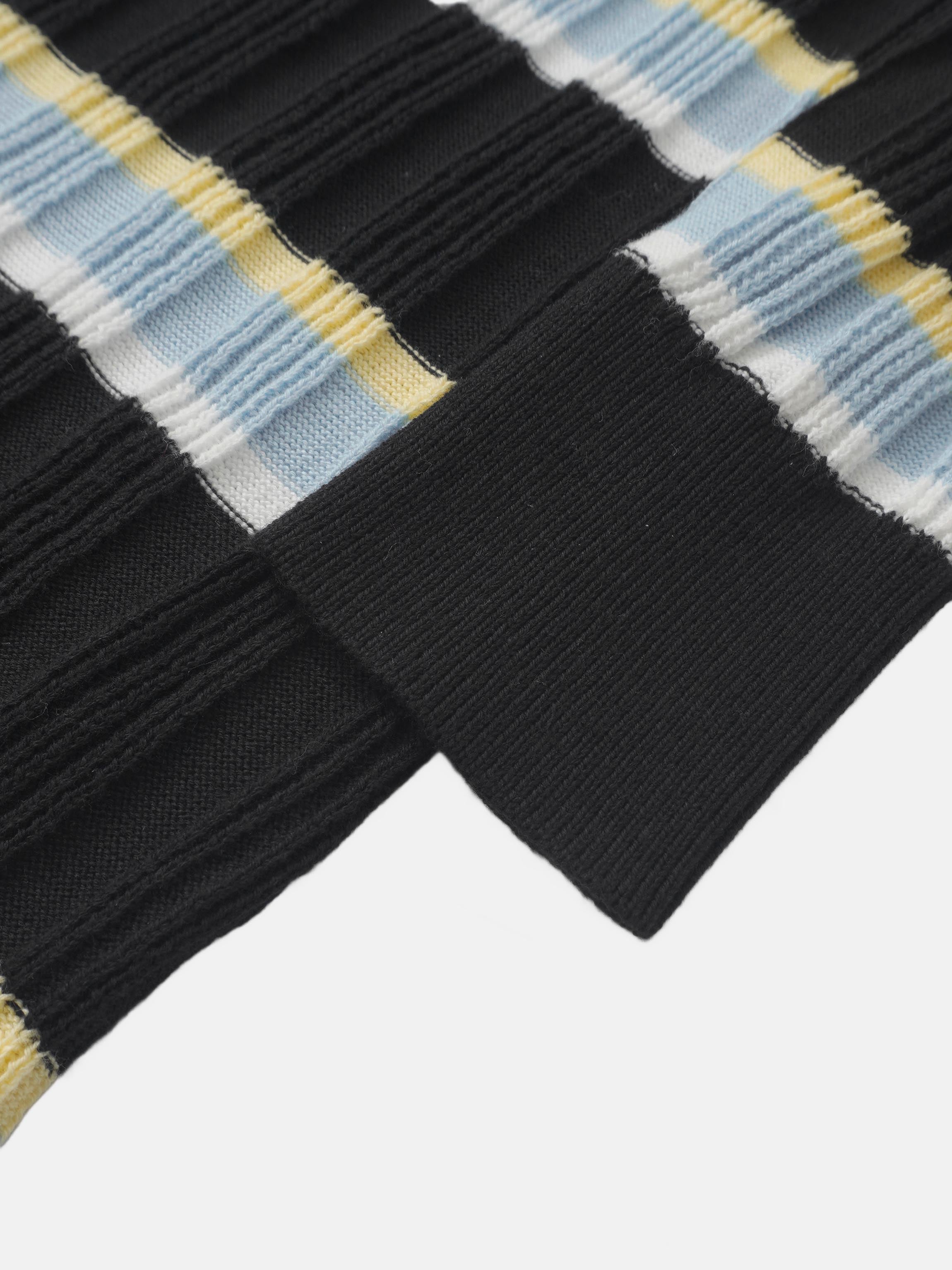 Mixed Ribbed Stripe Sweater - Black