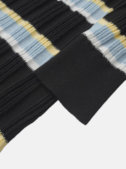 Mixed Ribbed Stripe Sweater - Black