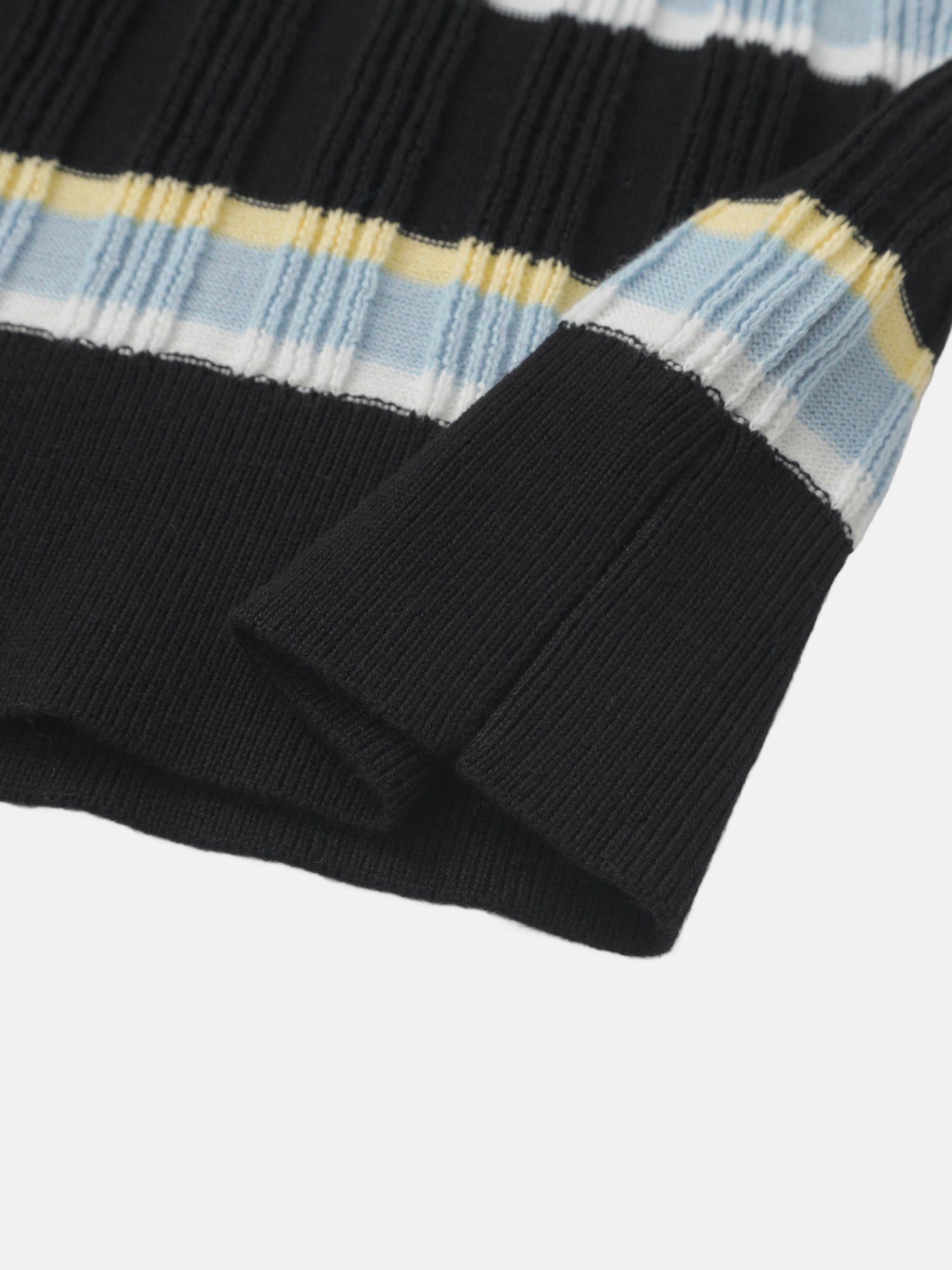 Mixed Ribbed Stripe Sweater - Black