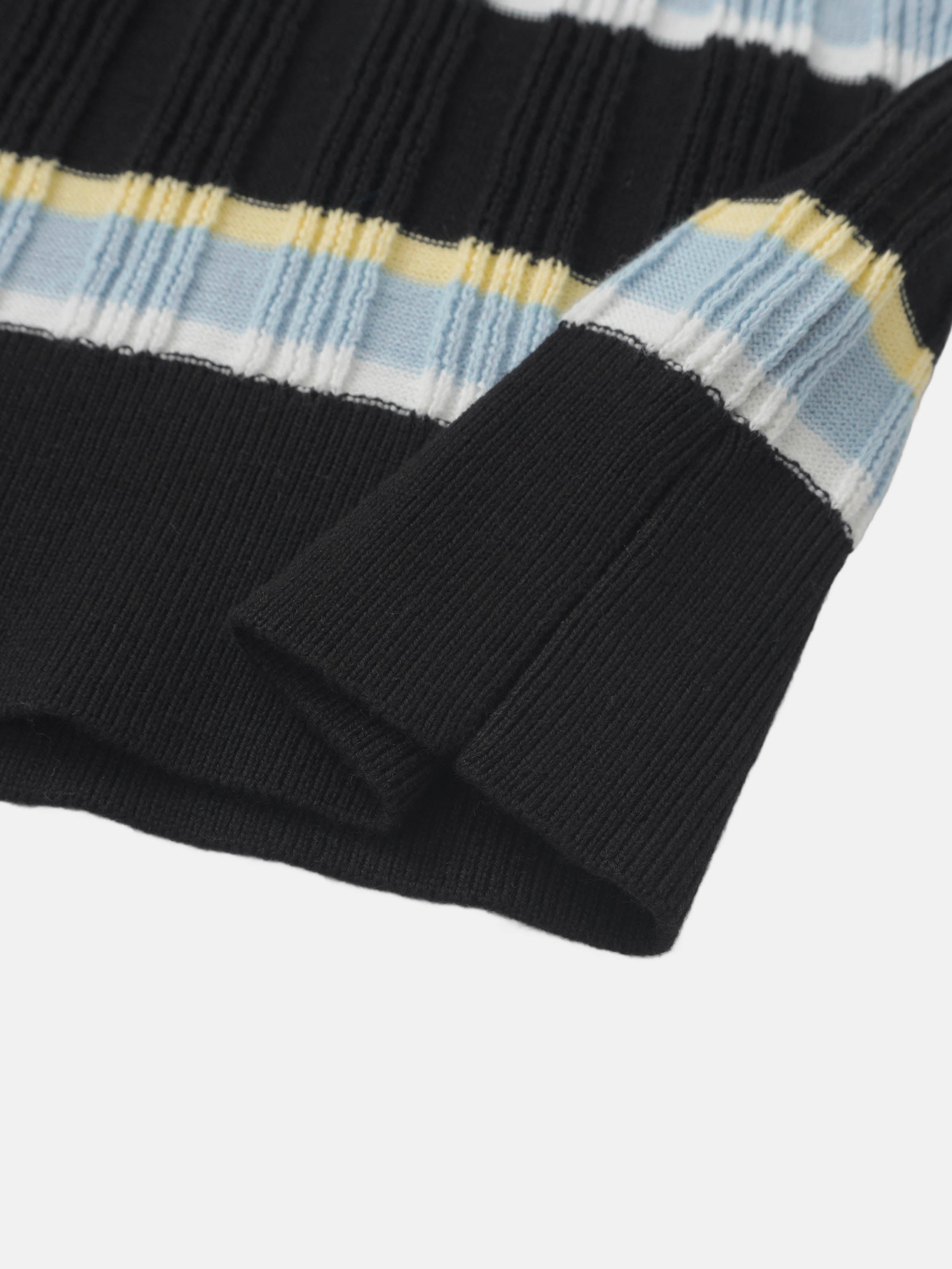 Mixed Ribbed Stripe Sweater - Black