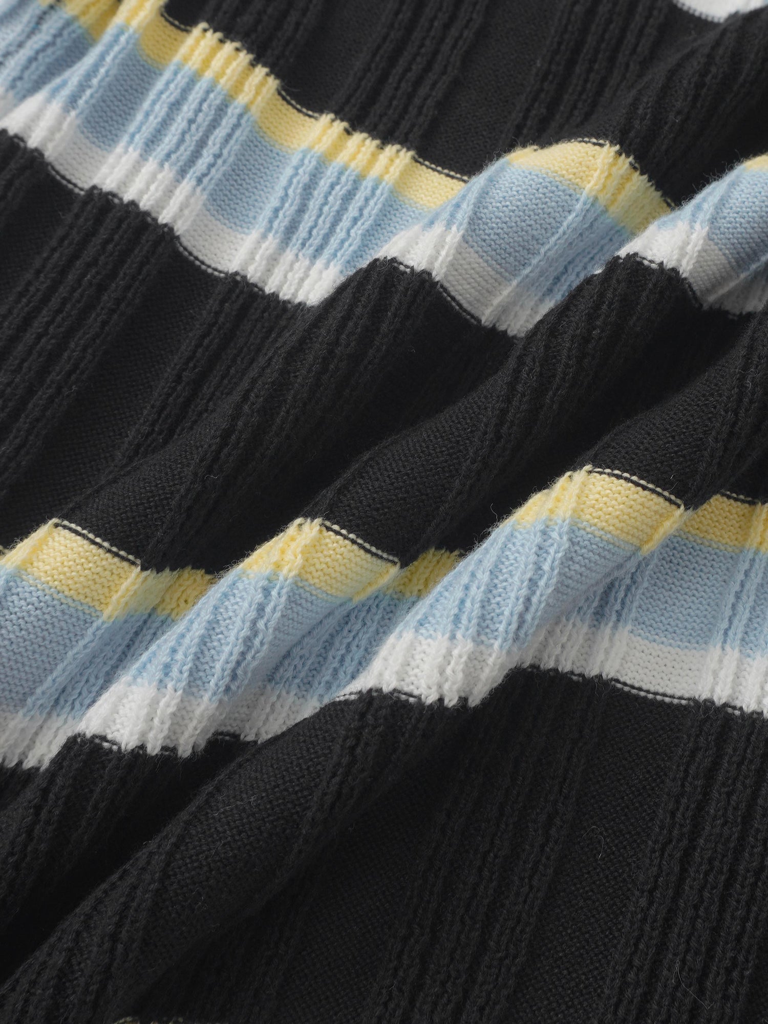 Mixed Ribbed Stripe Sweater - Black
