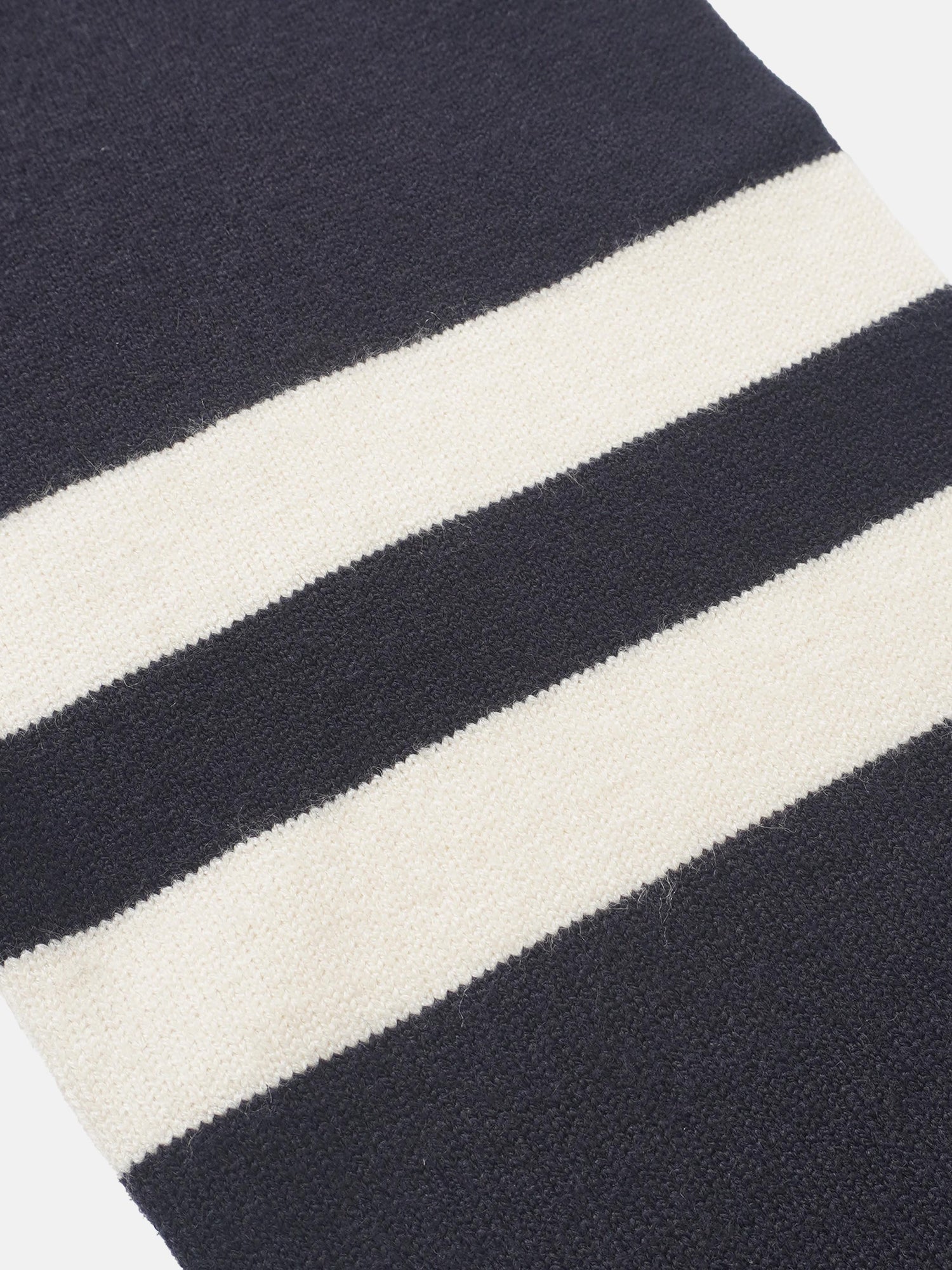 V Neck Wide Stripe Sweater - Navy/Cream