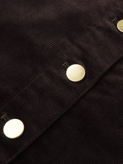 Snap Down Corduroy Skirt - Cement