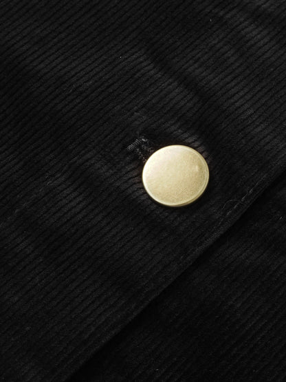 Snap Down Corduroy Skirt - Black