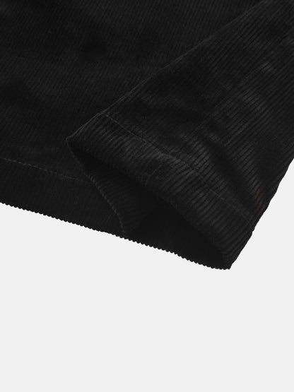 Snap Down Corduroy Skirt - Black