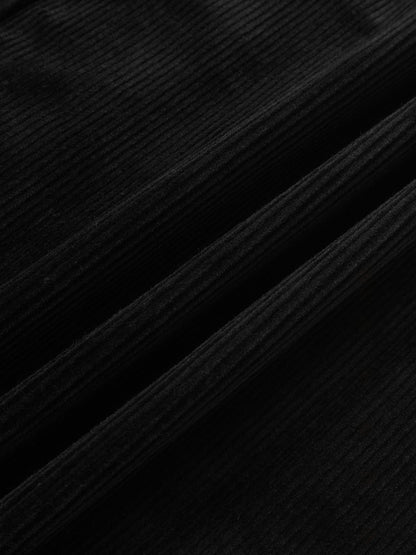 Snap Down Corduroy Skirt - Black