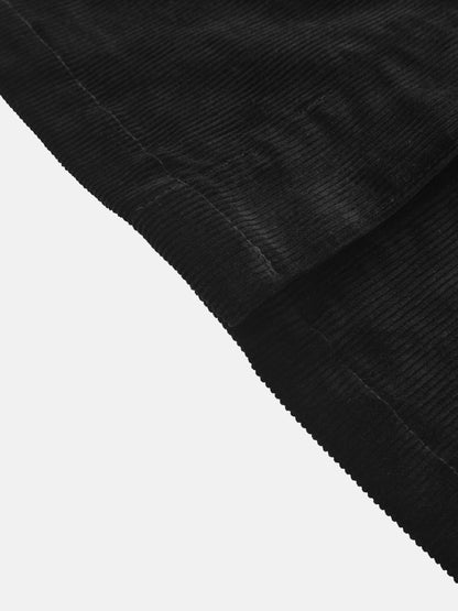 Snap Down Corduroy Skirt - Black