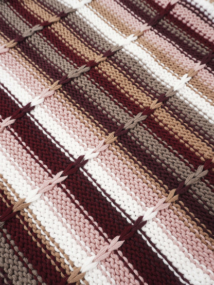 Overstitch Detail Striped Sweater - Burgundy Stripe