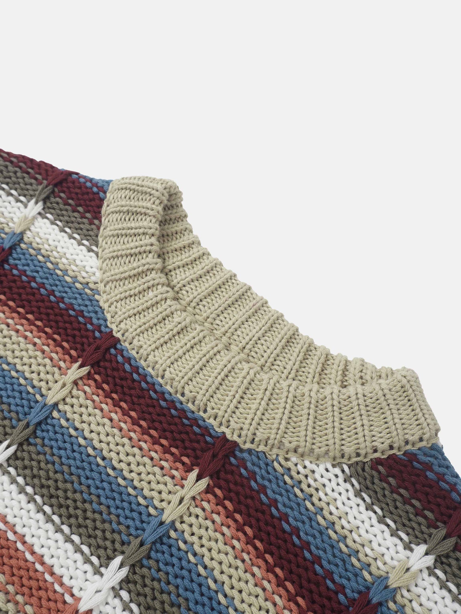 Overstitch Detail Striped Sweater - Multi Color