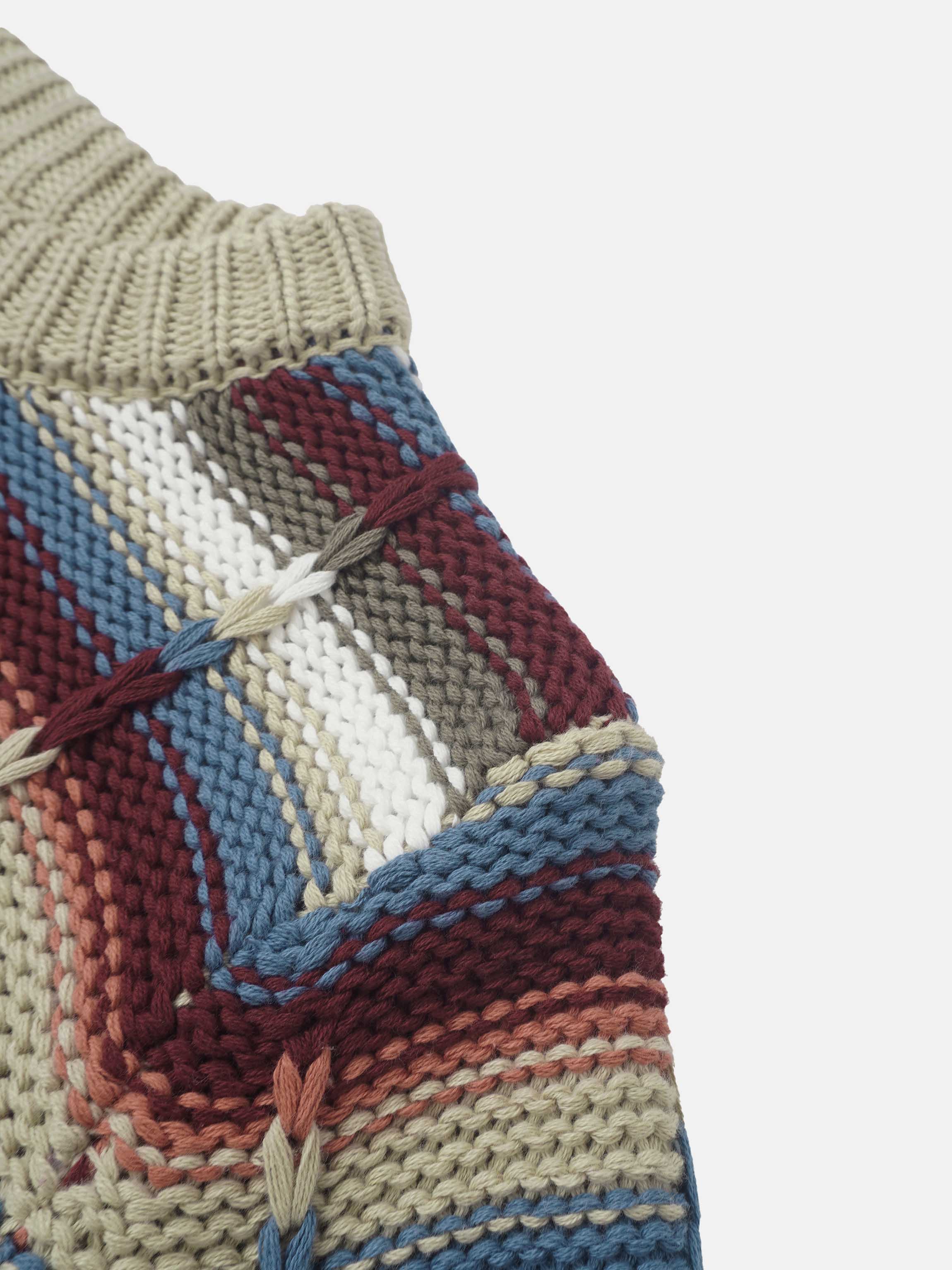 Overstitch Detail Striped Sweater - Multi Color
