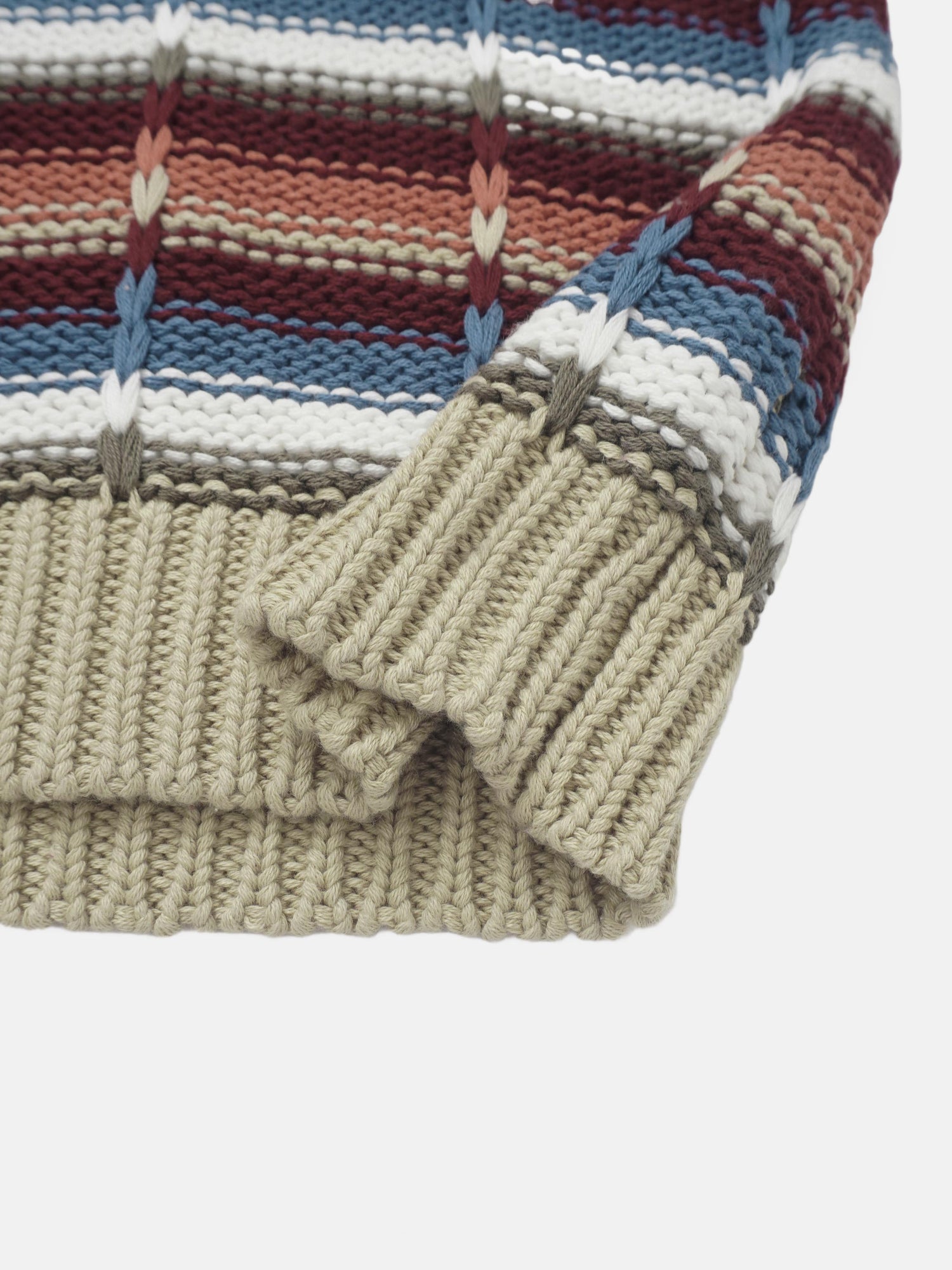 Overstitch Detail Striped Sweater - Multi Color