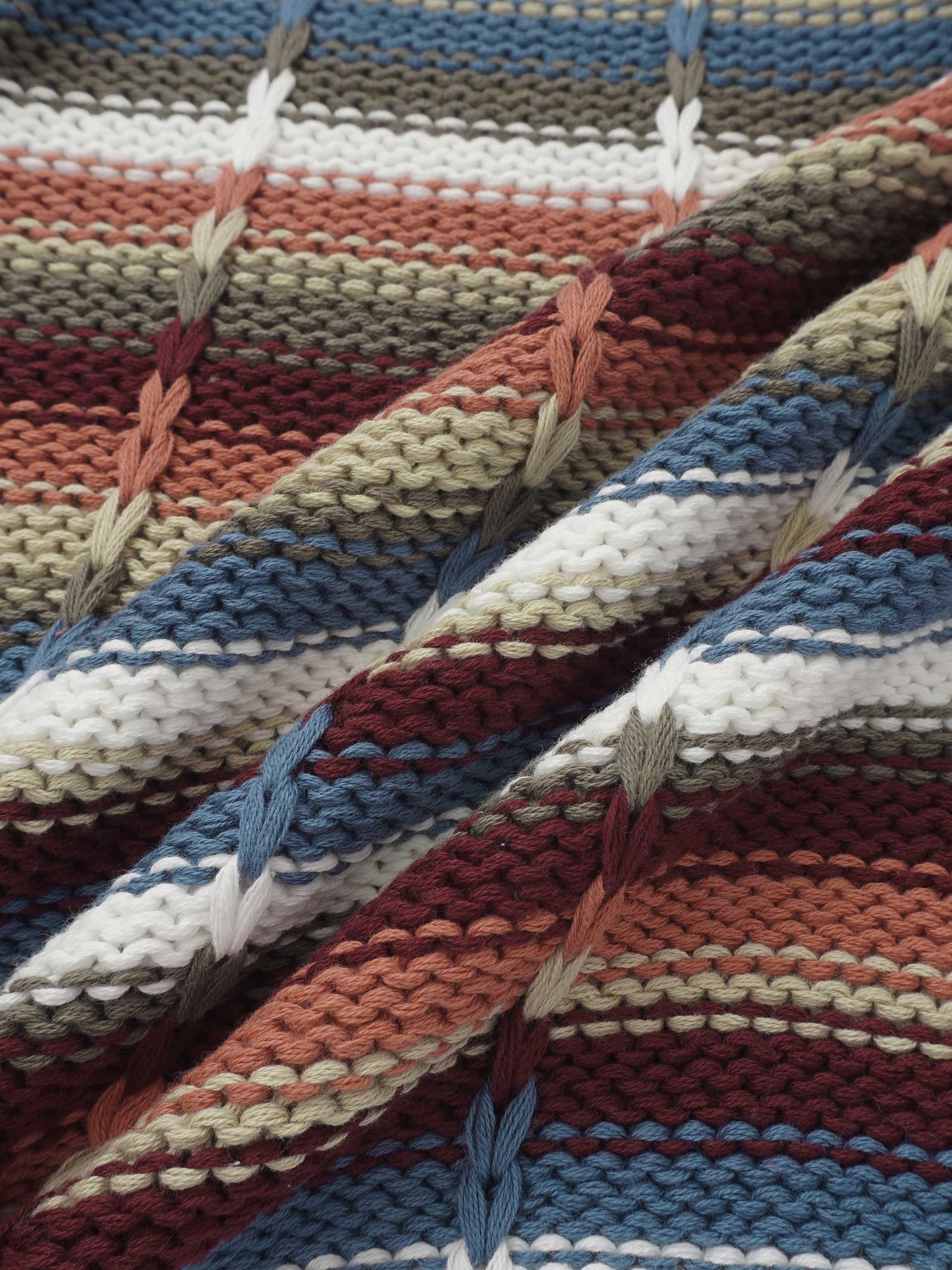 Overstitch Detail Striped Sweater - Multi Color