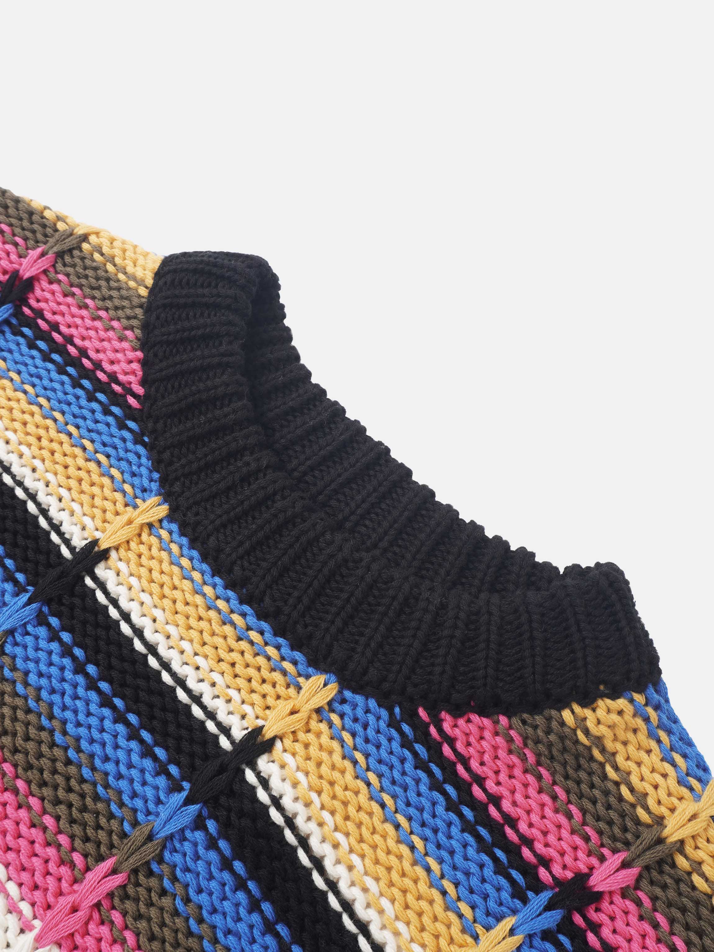 Overstitch Detail Striped Sweater - Bright Stripes
