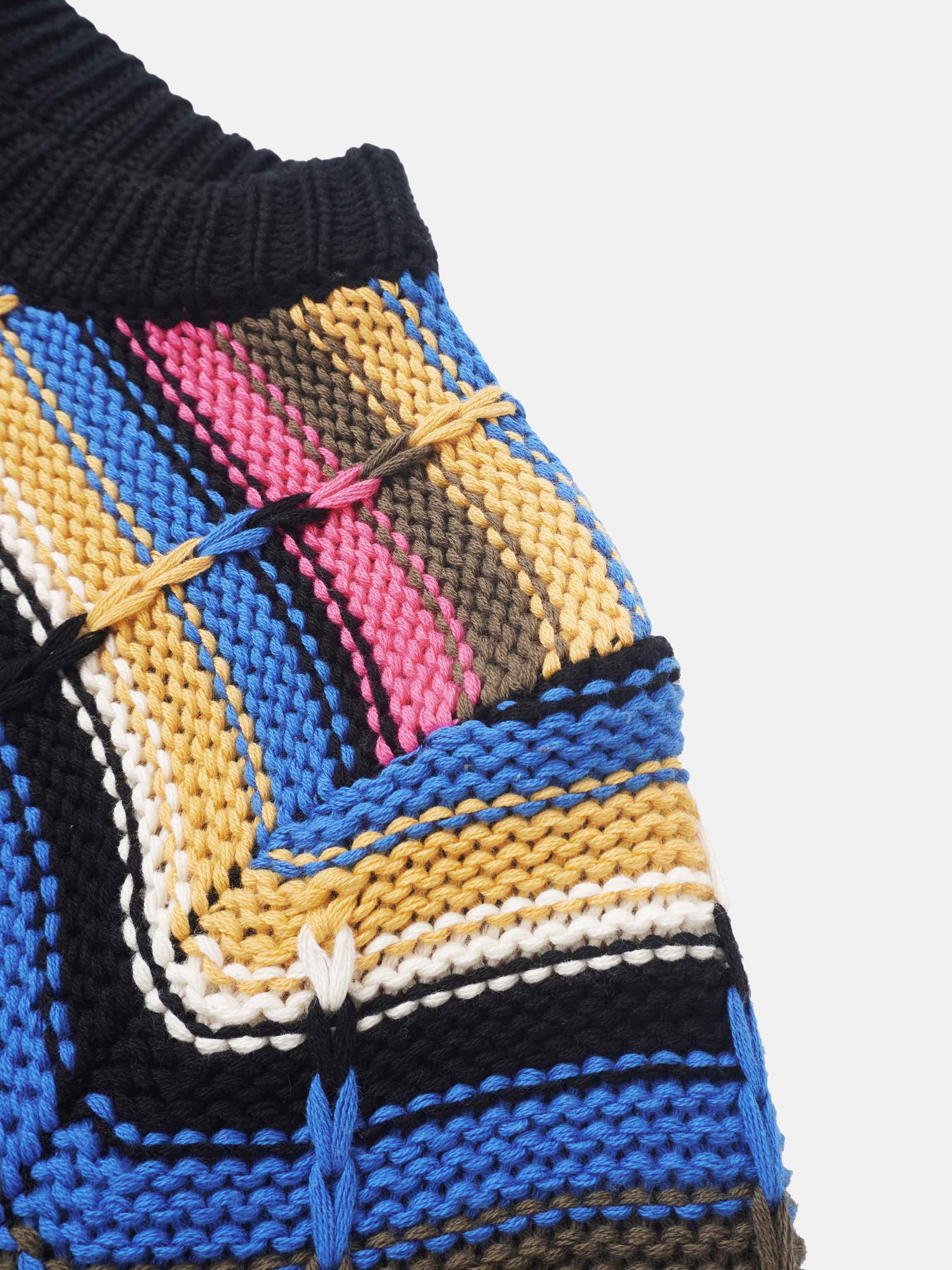 Overstitch Detail Striped Sweater - Bright Stripes