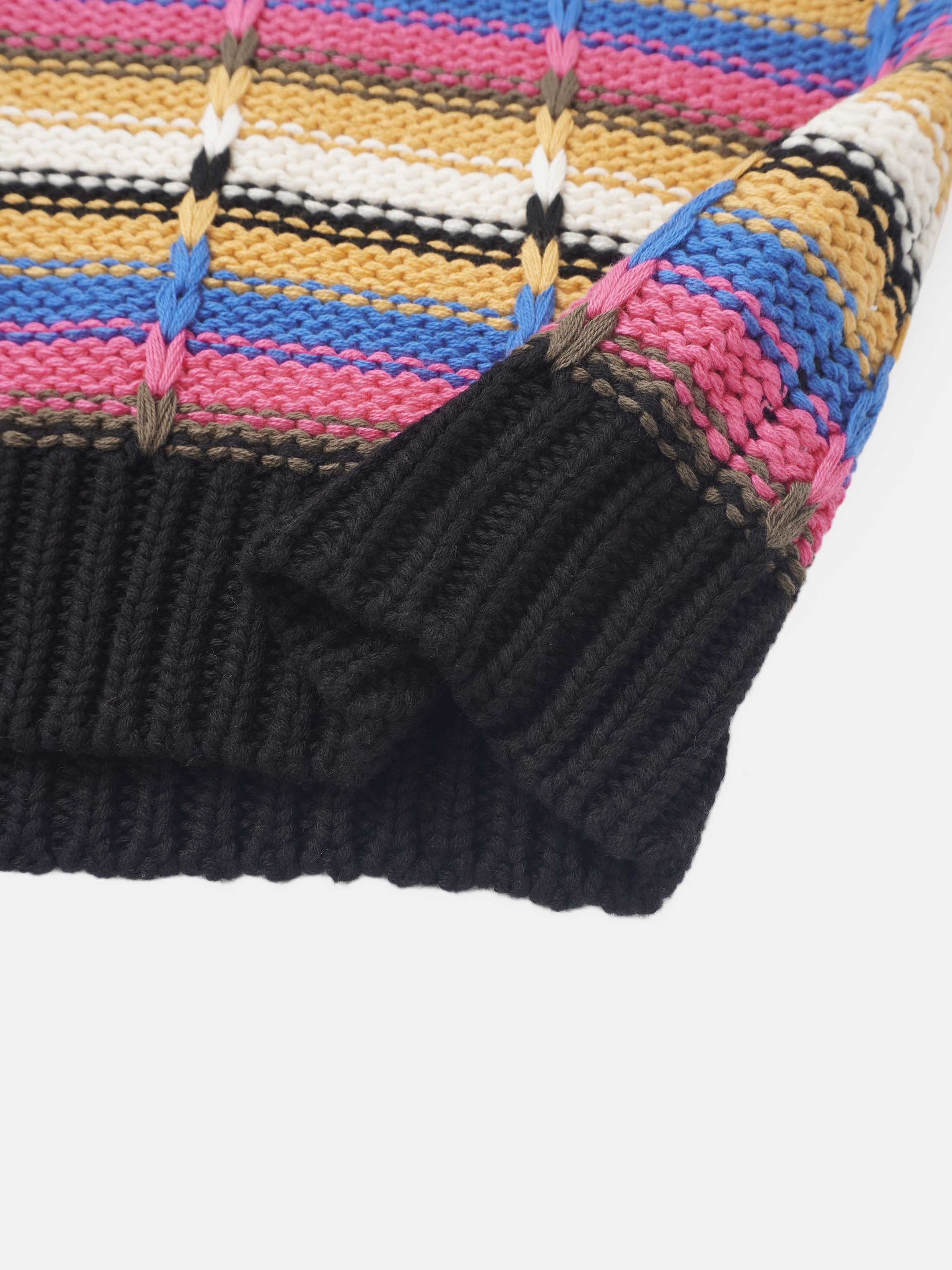 Overstitch Detail Striped Sweater - Bright Stripes