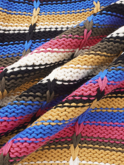 Overstitch Detail Striped Sweater - Bright Stripes