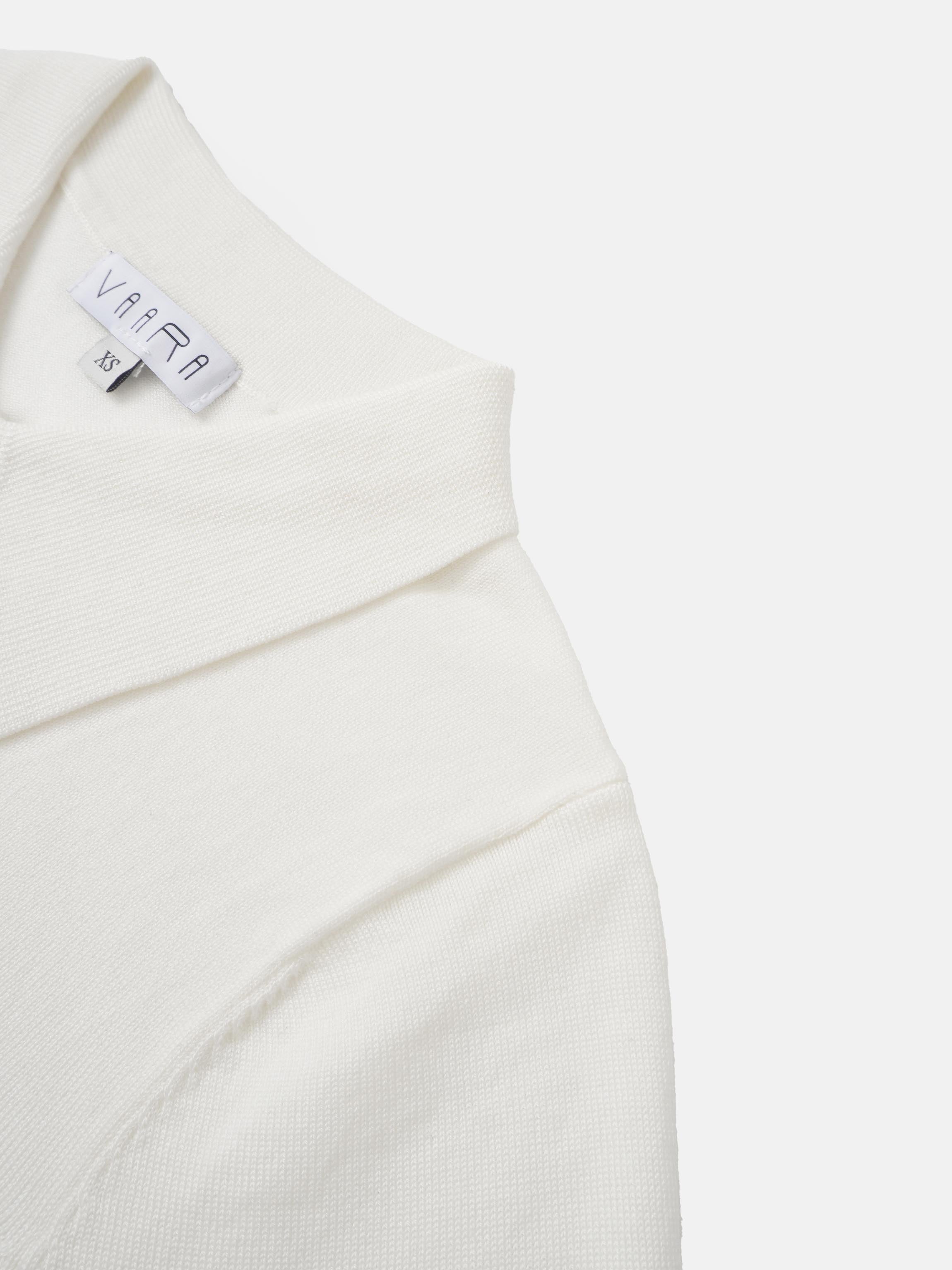 Asymmetrical Button Collar Sweater - Cream