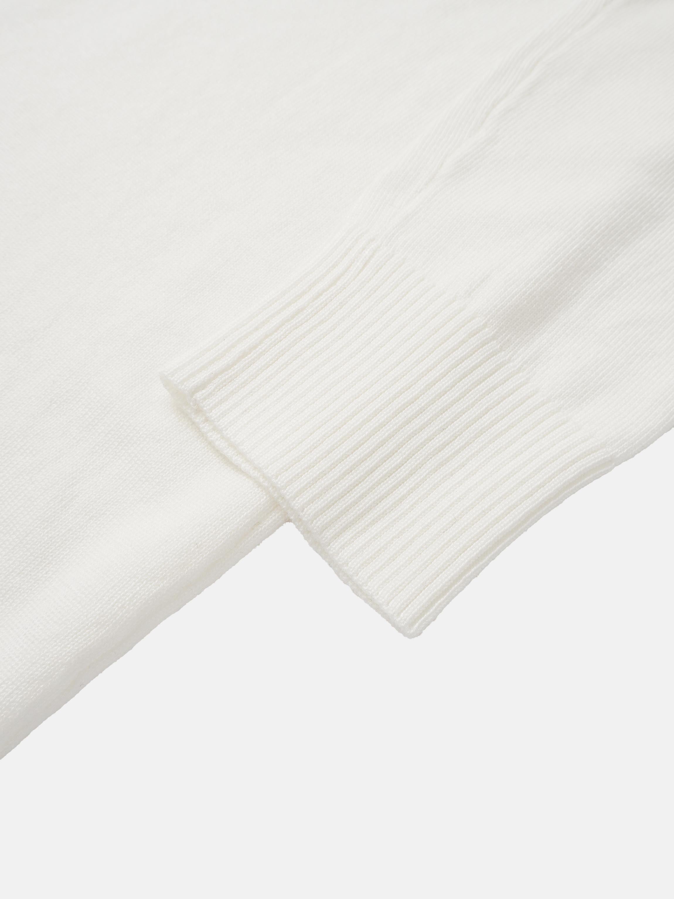 Asymmetrical Button Collar Sweater - Cream