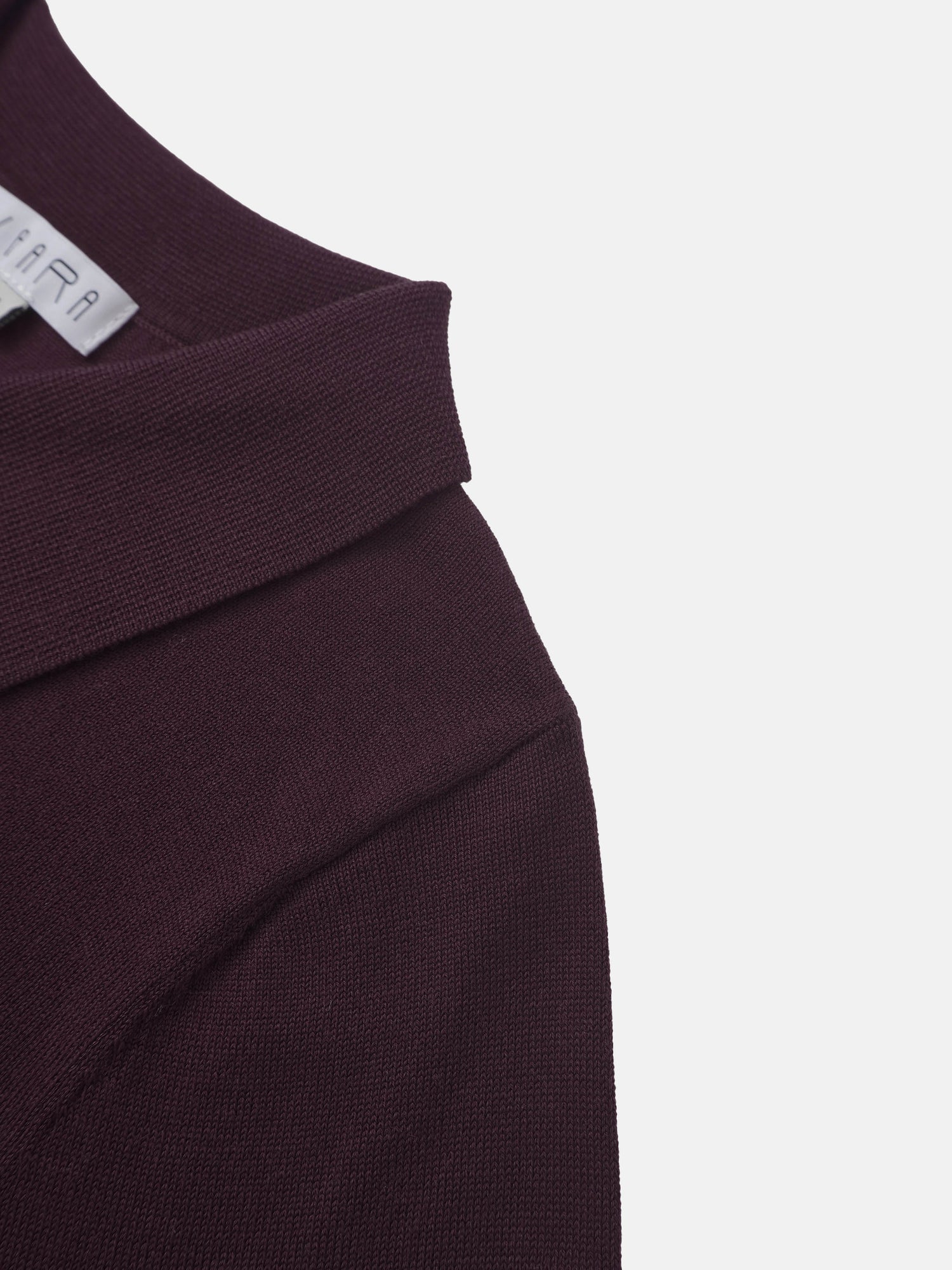 Asymmetrical Button Collar Sweater - Burgundy