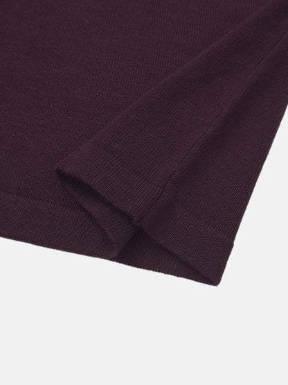 Asymmetrical Button Collar Sweater - Burgundy