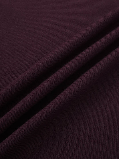 Asymmetrical Button Collar Sweater - Burgundy