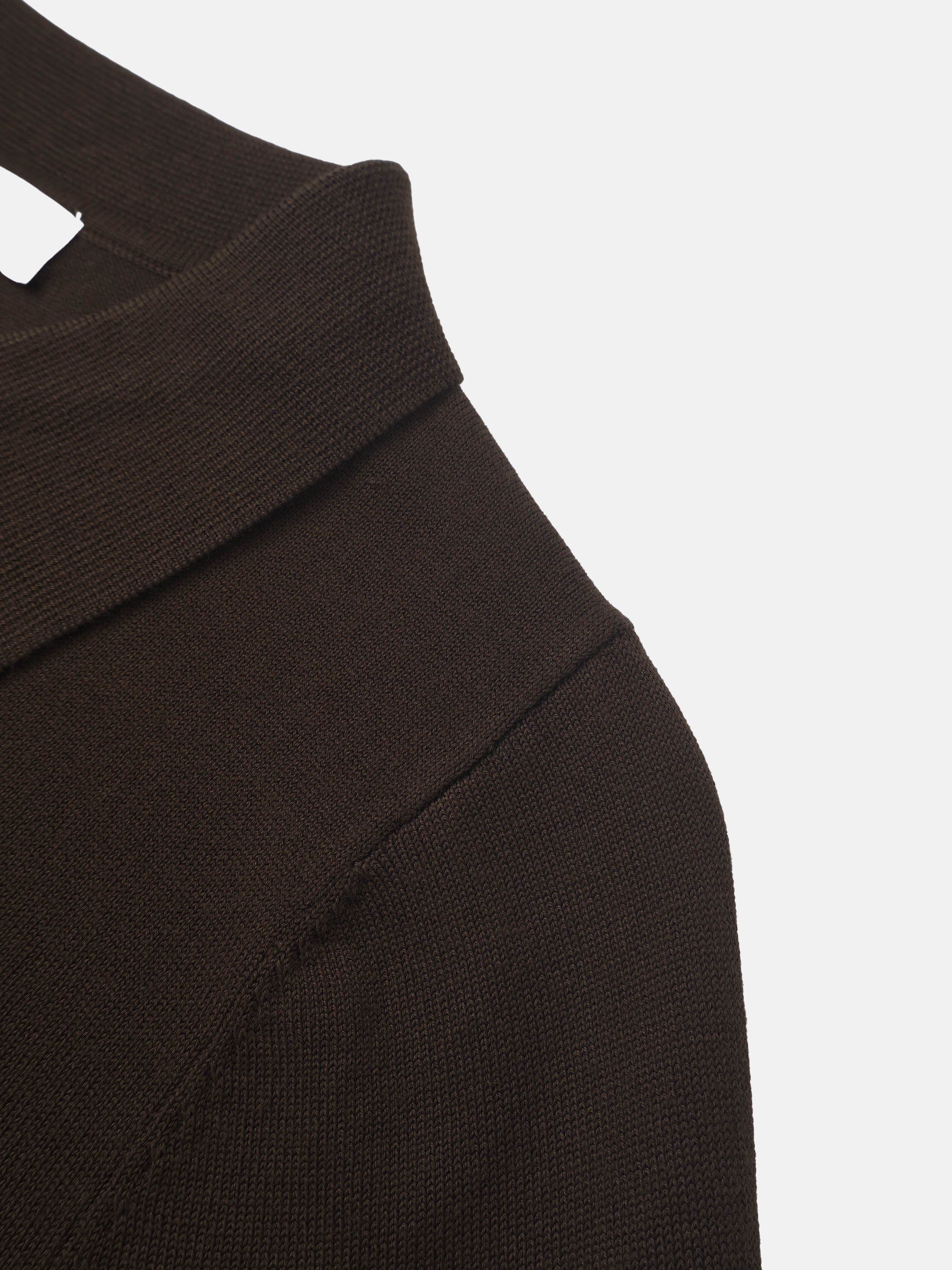 Asymmetrical Button Collar Sweater - Brown