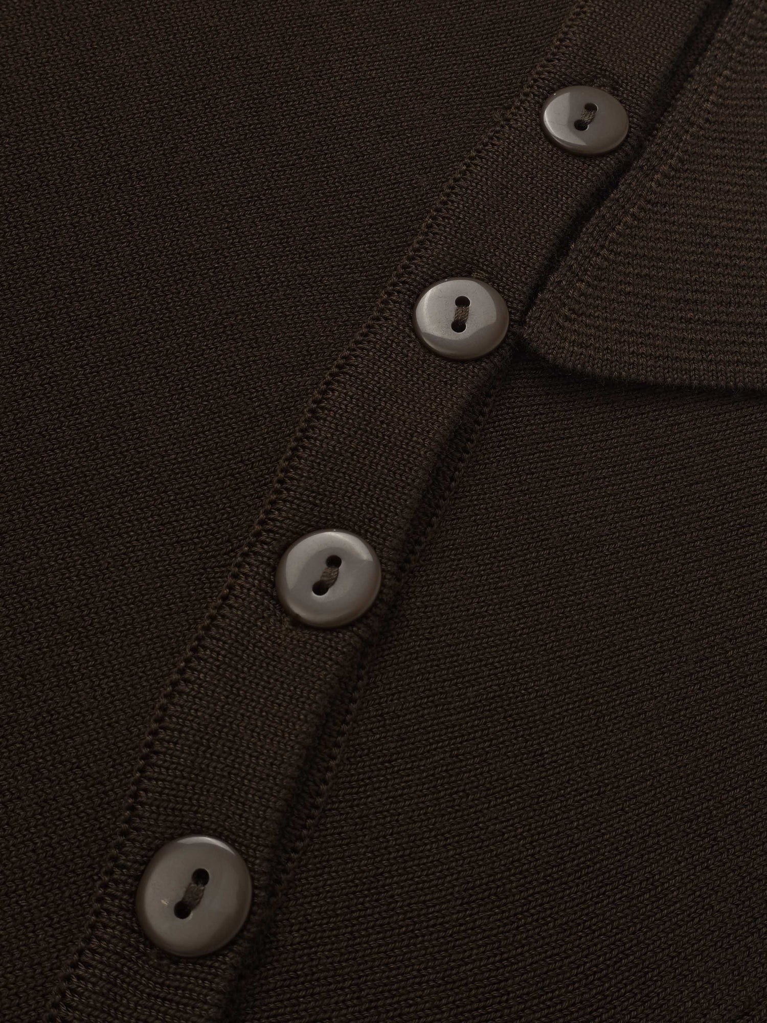 Asymmetrical Button Collar Sweater - Brown