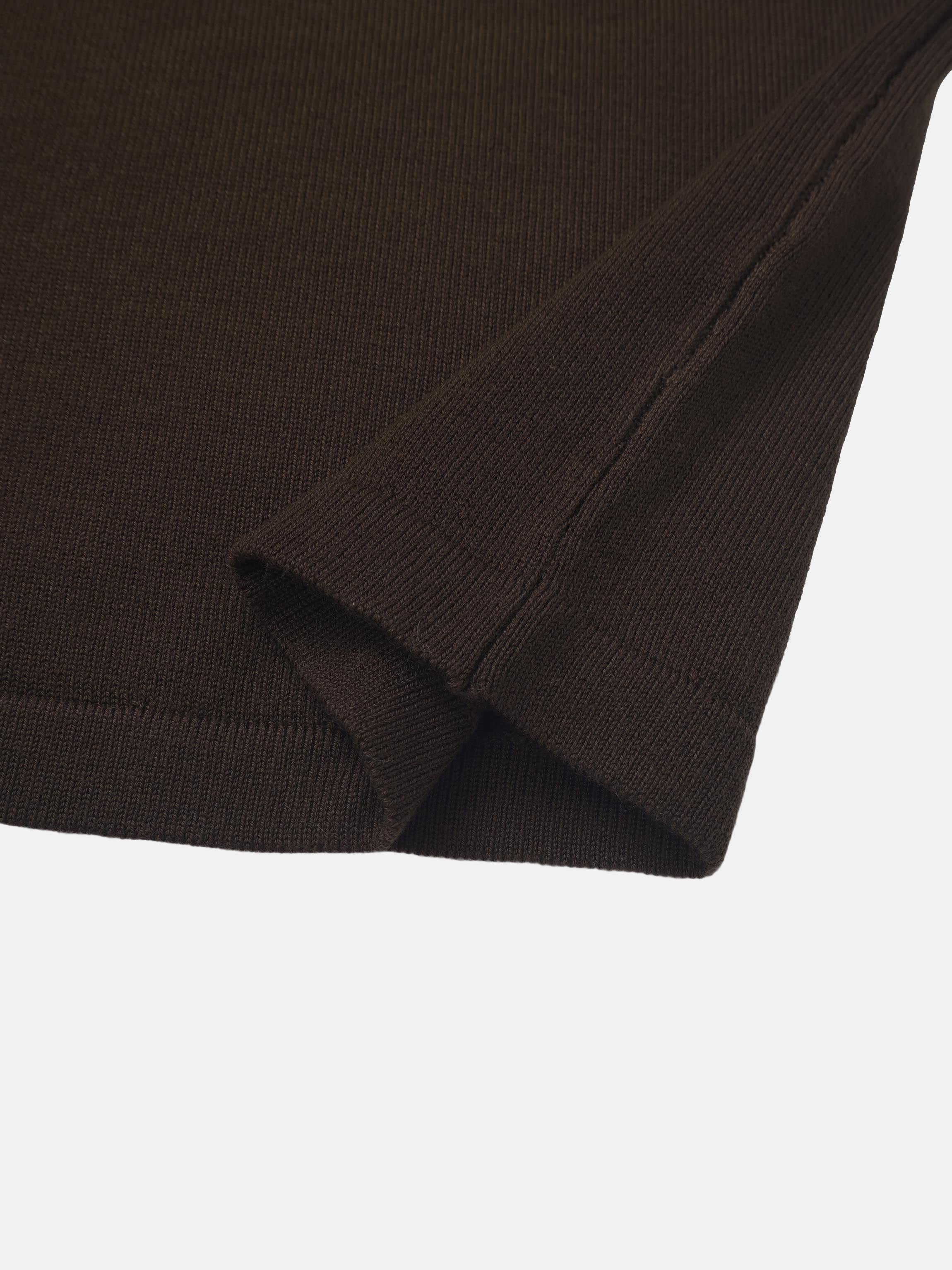 Asymmetrical Button Collar Sweater - Brown
