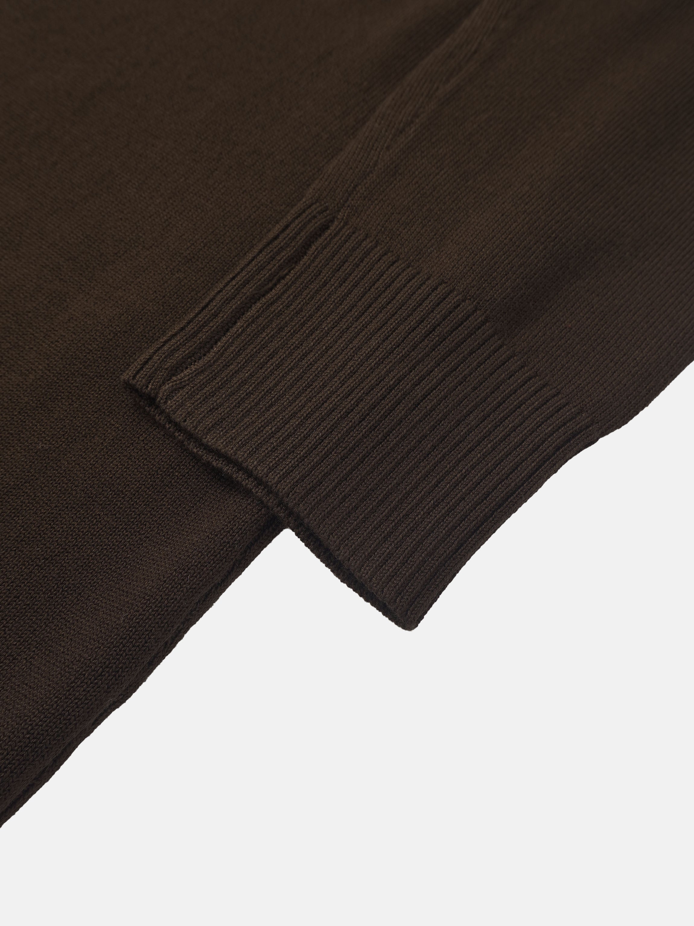 Asymmetrical Button Collar Sweater - Brown