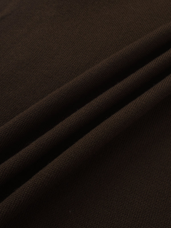 Asymmetrical Button Collar Sweater - Brown