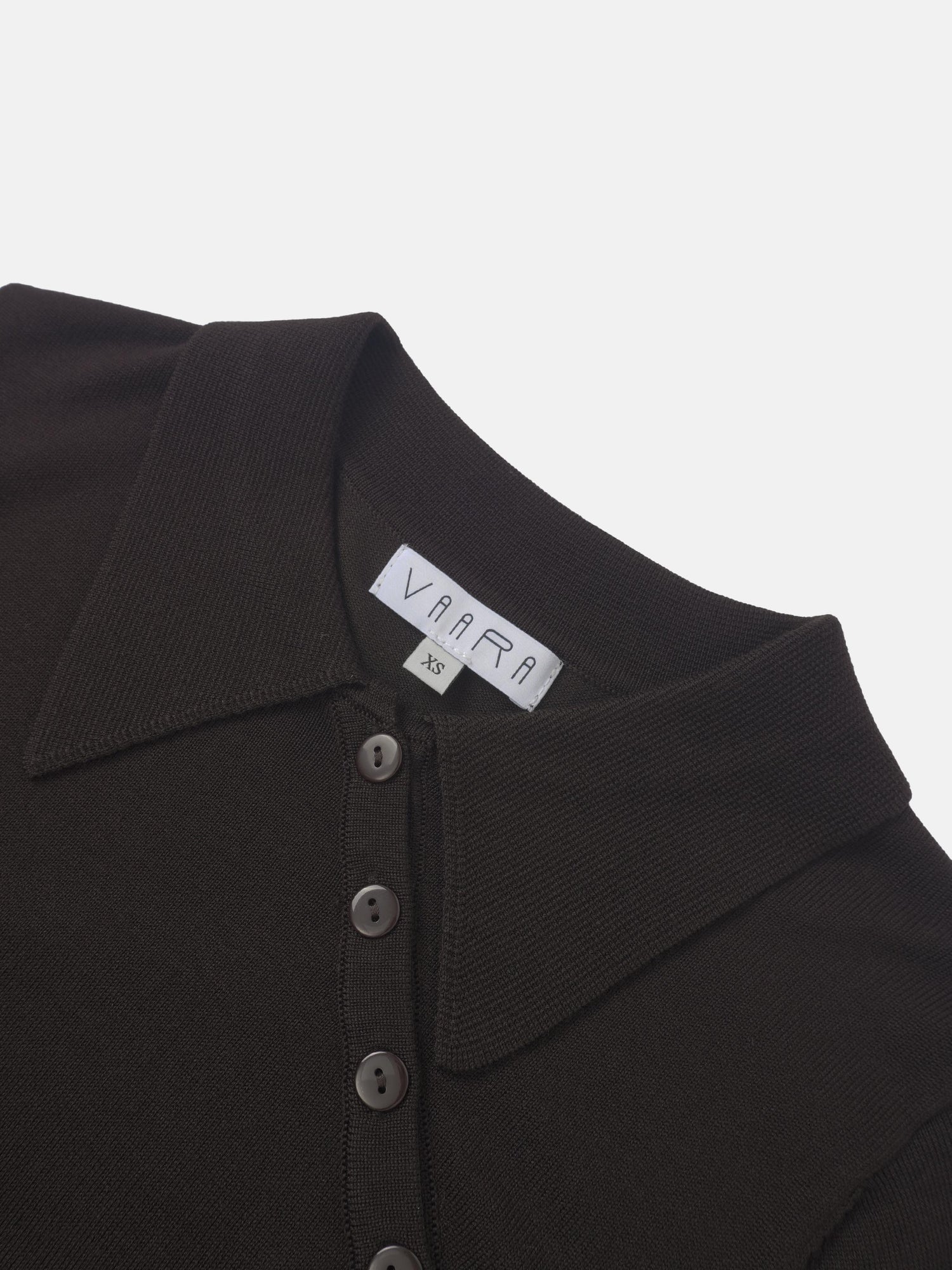 Asymmetrical Button Collar Sweater - Chocolate Brown