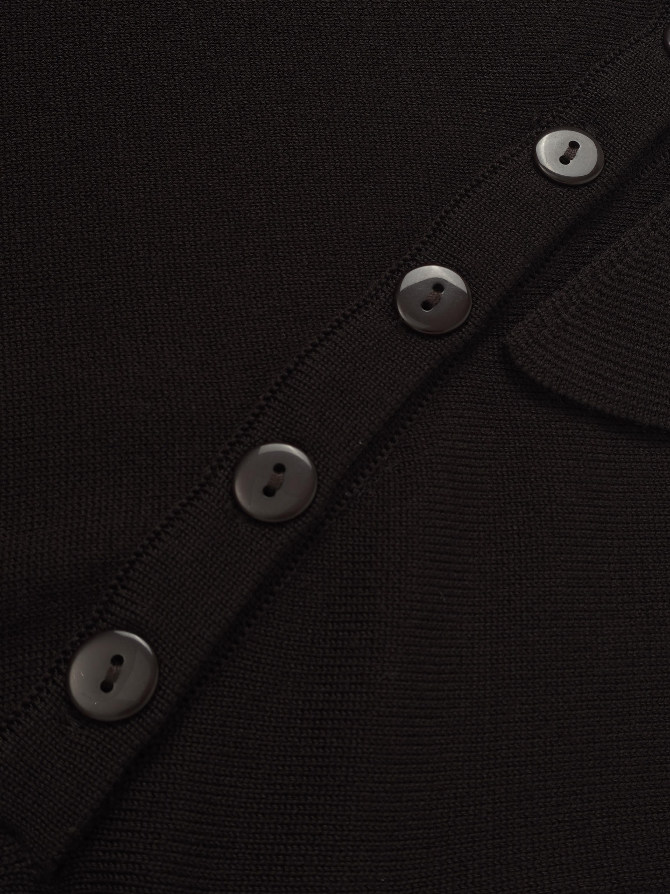 Asymmetrical Button Collar Sweater - Chocolate Brown