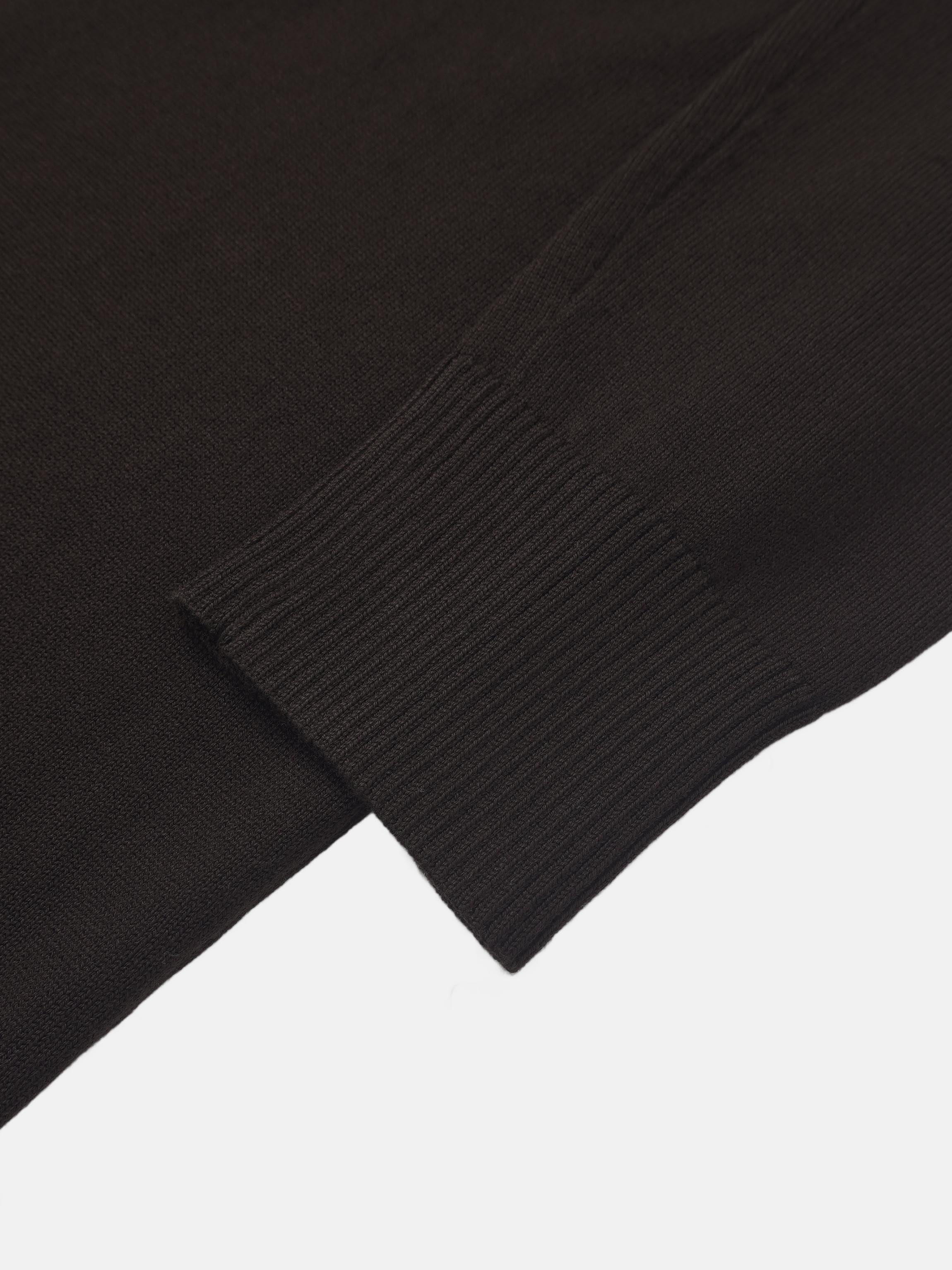 Asymmetrical Button Collar Sweater - Chocolate Brown