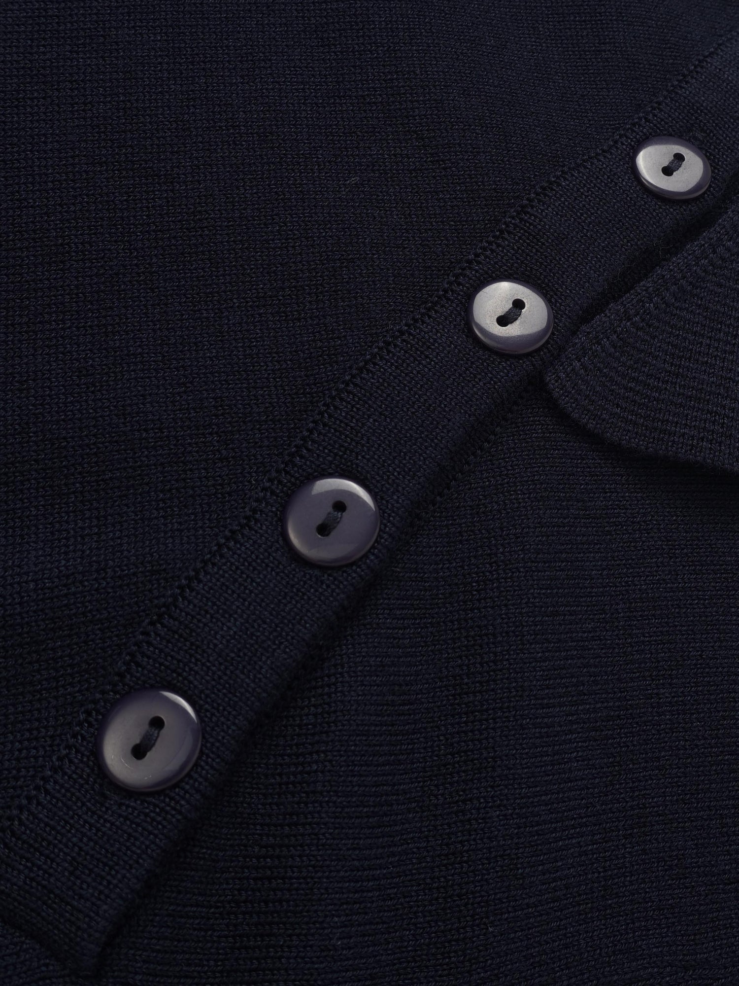 Asymmetrical Button Collar Sweater - Navy